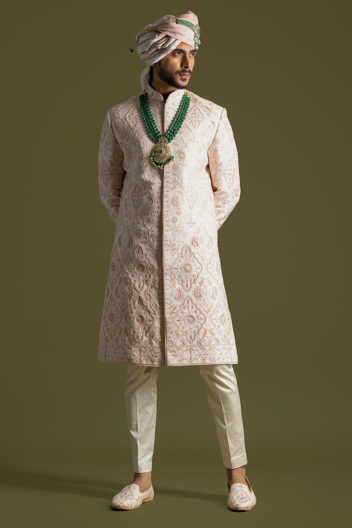 Pink Thread Maal Work Sherwani