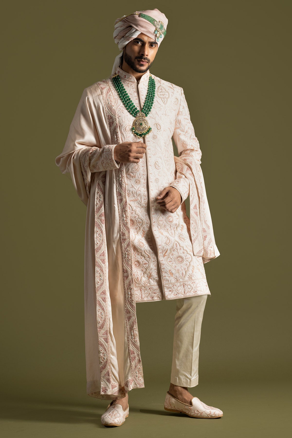 Buy Pink Thread Maal Work Sherwani for men by Paarsh Atelier online available at scrollnshops