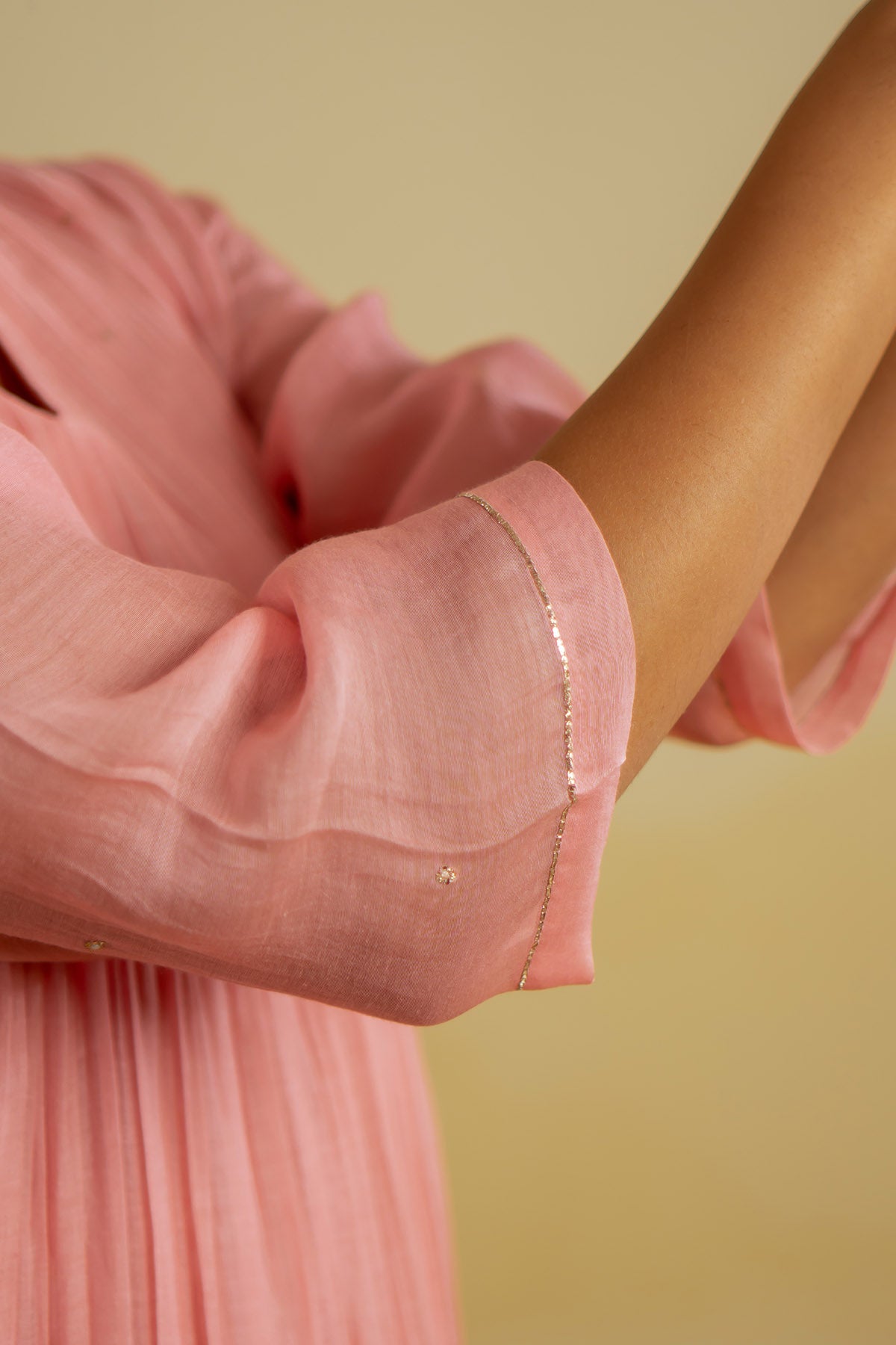 Pink Thread Pintuck Kurta Set