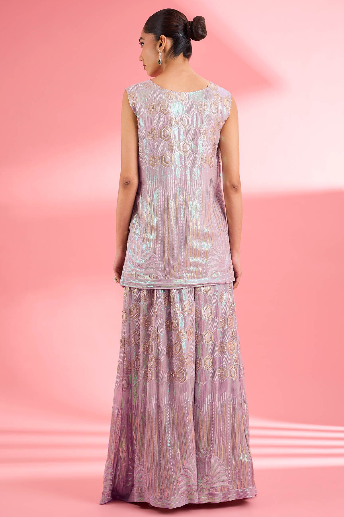 Pink Thread & Sequins Kurta Set