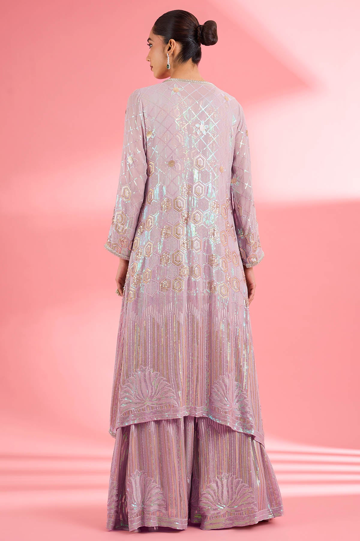 Pink Thread & Sequins Kurta Set