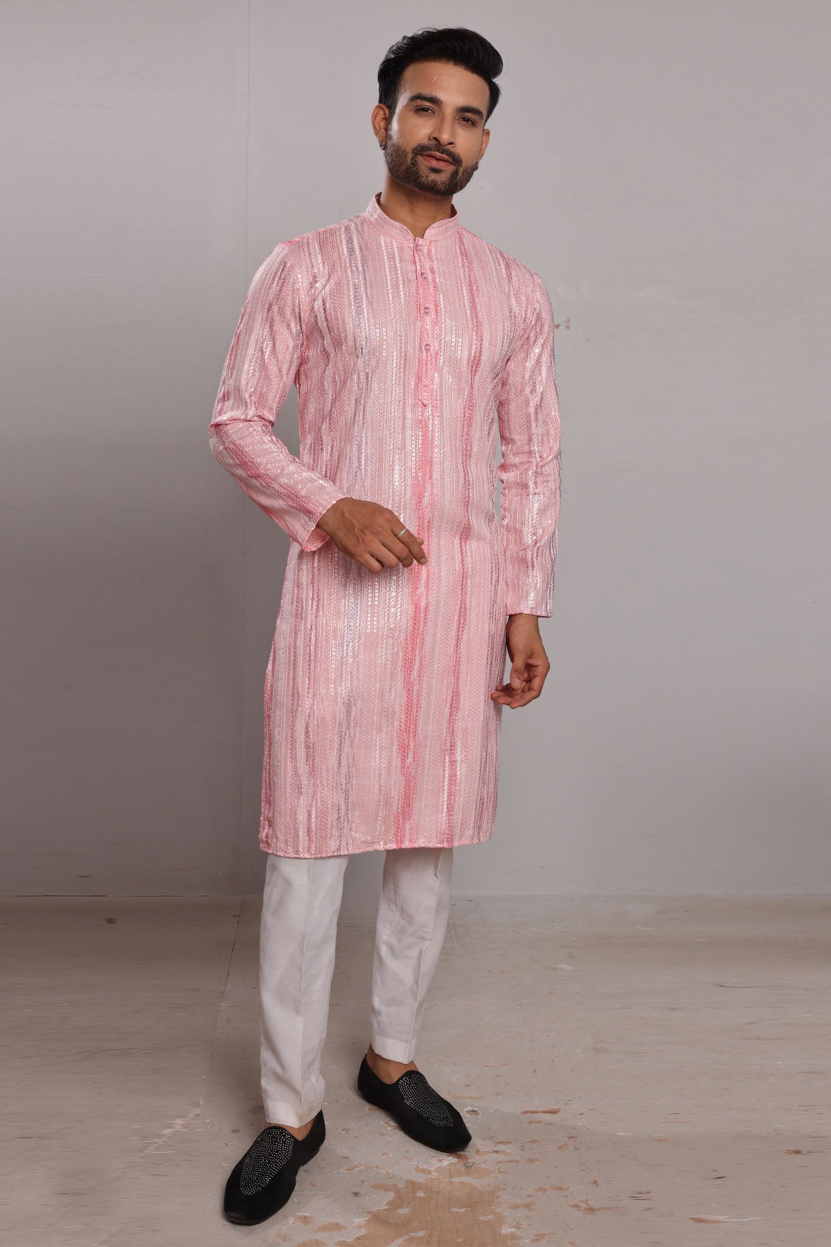 Pink Thread Silk Blend Kurta