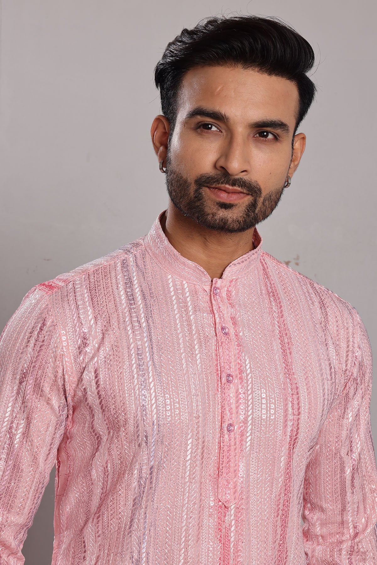 Pink Thread Silk Blend Kurta