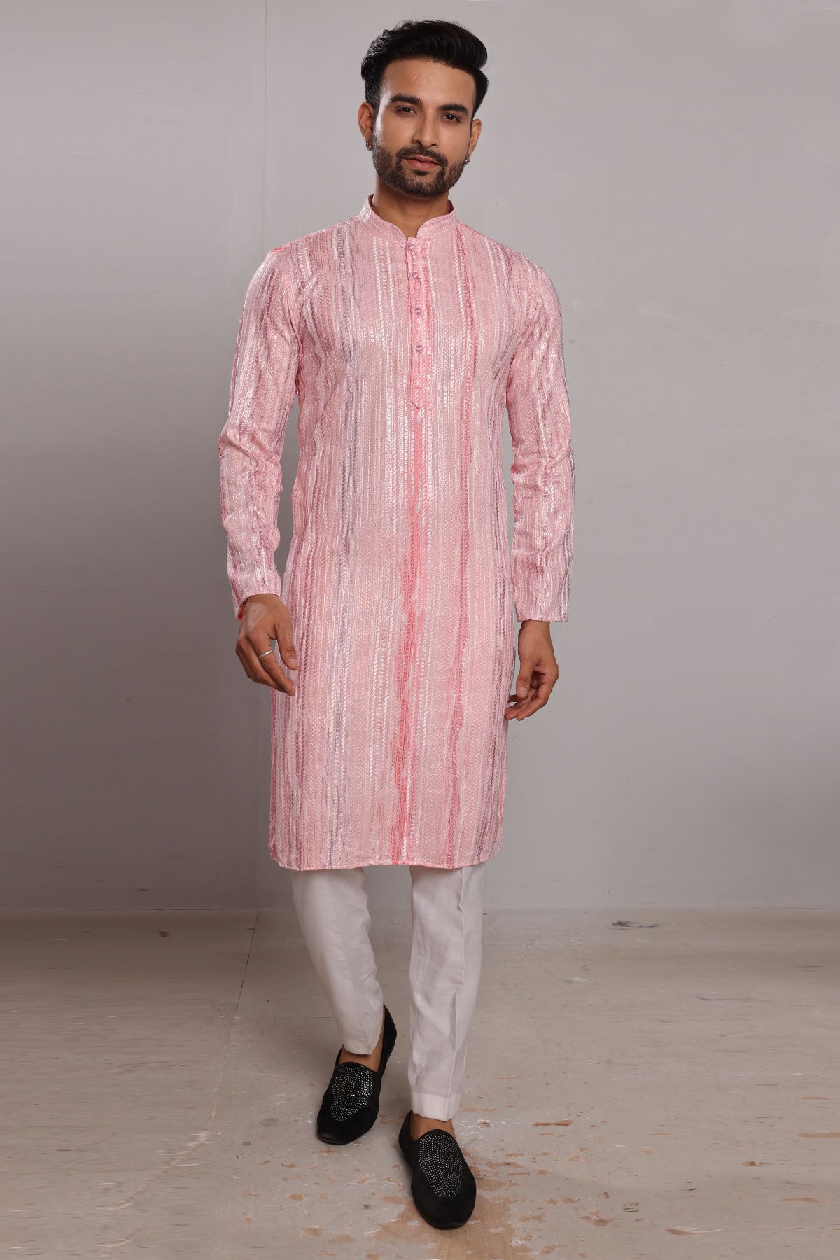 Pink Thread Silk Blend Kurta