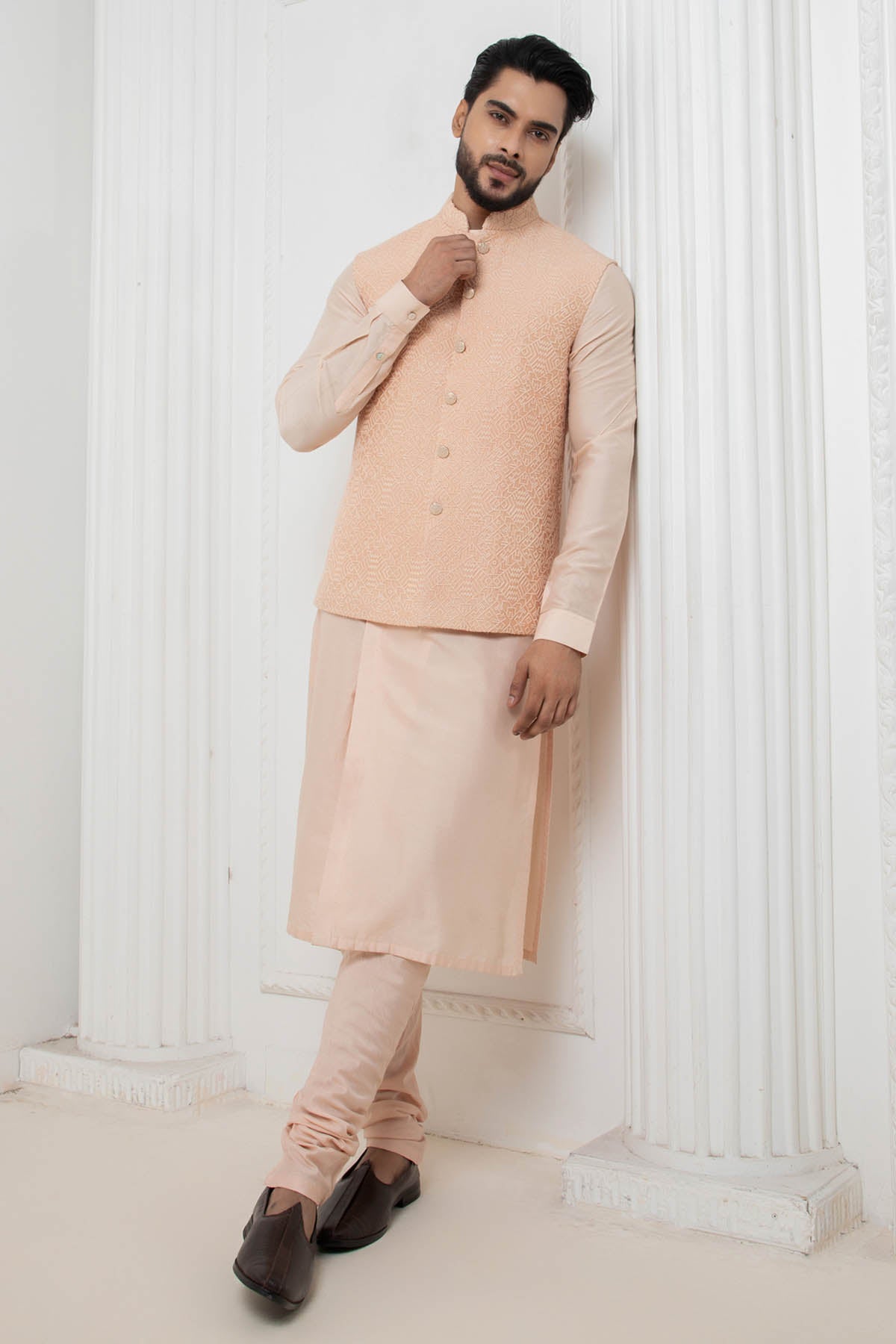 Buy Pink Thread Work Jacket Set Online