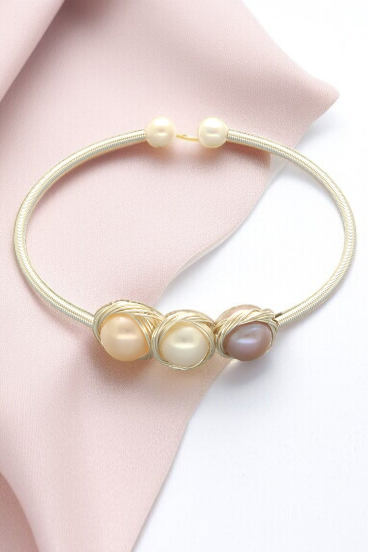 Buy Pink Three Pearl Round Bracelet for women by J Pearls online available at scrollnshops