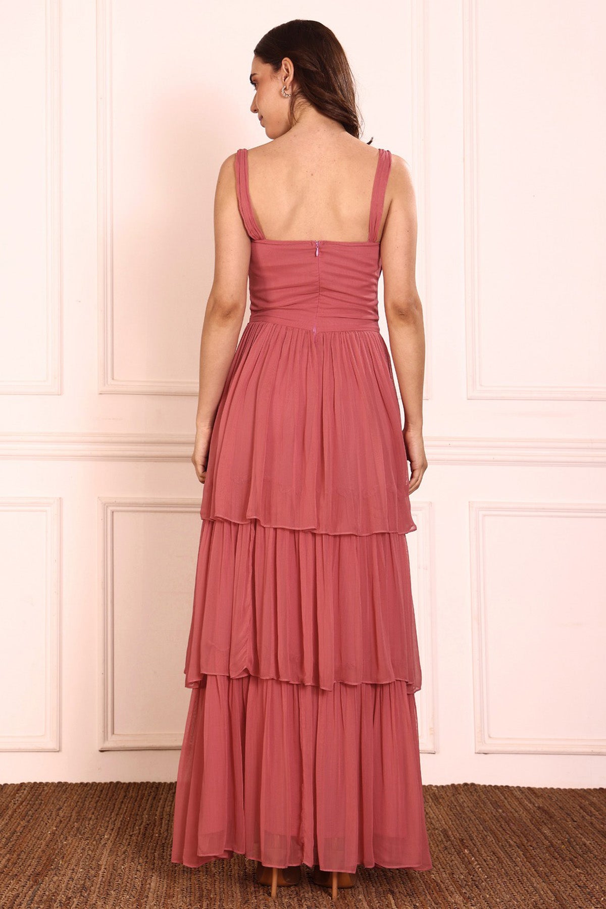 Pink Three Tiered Maxi Dress