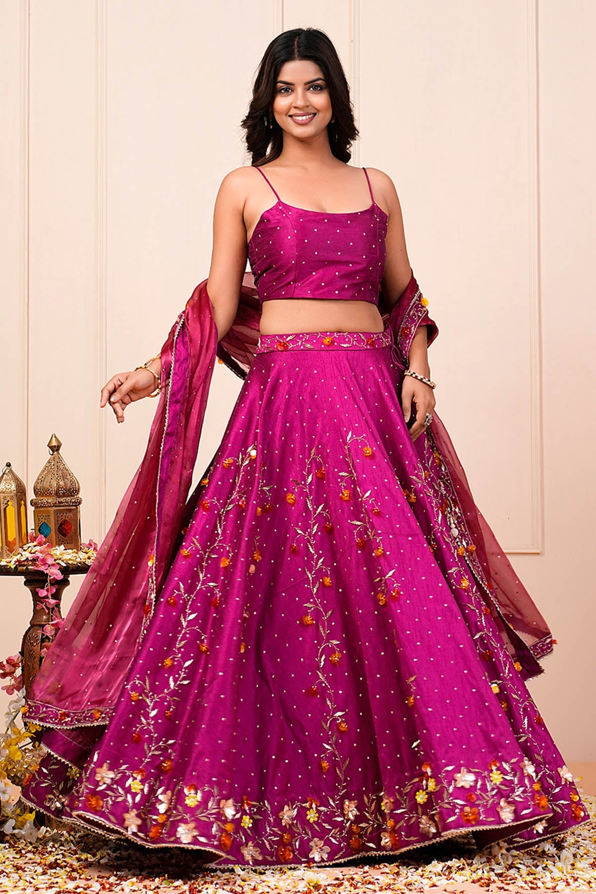 Buy Pink Veavy Handwork Lehenga Set by Namita Sharma for women online at ScrollnShops