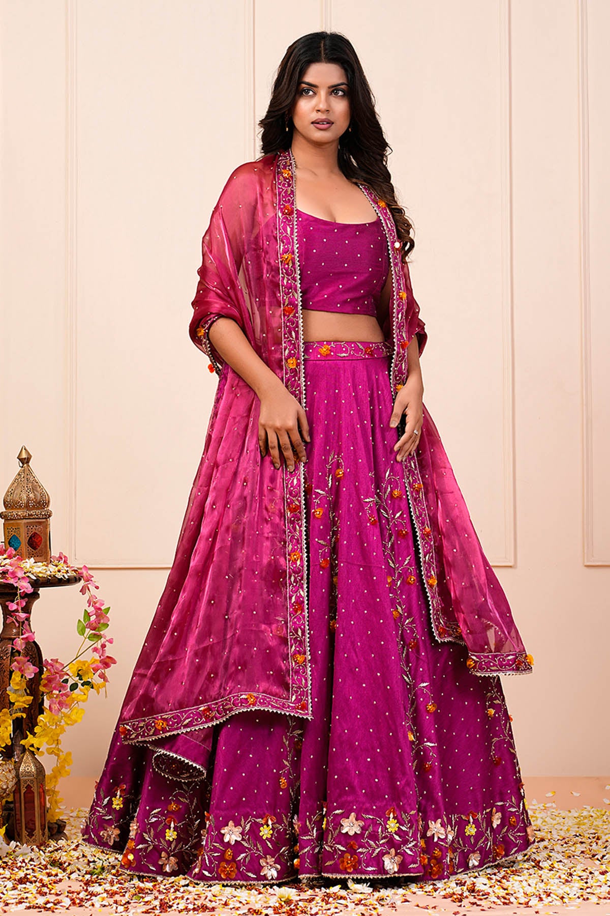 Pink Heavy Handwork Lehenga Set