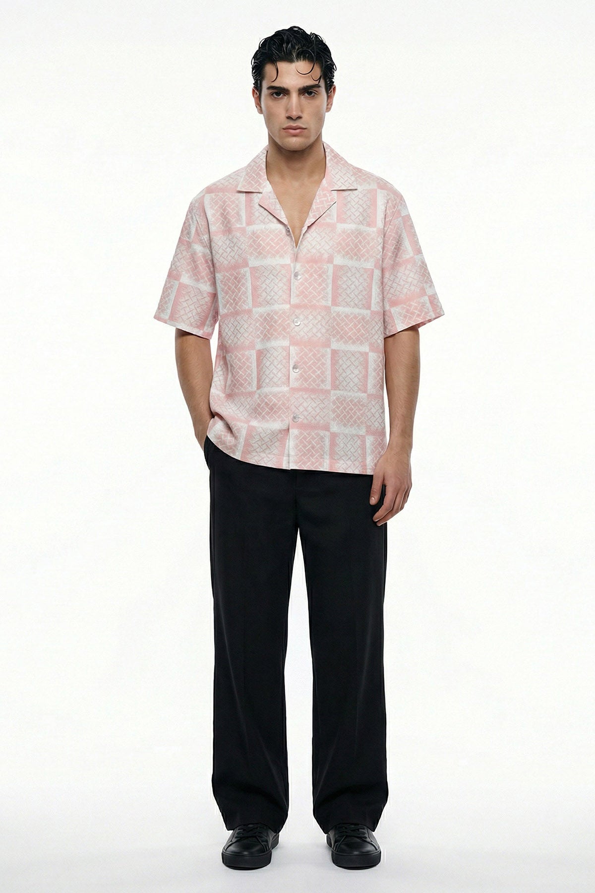 Buy Pink Viscose Blend Collar Shirt for men by Tezhhomayaa online available at scrollnshops