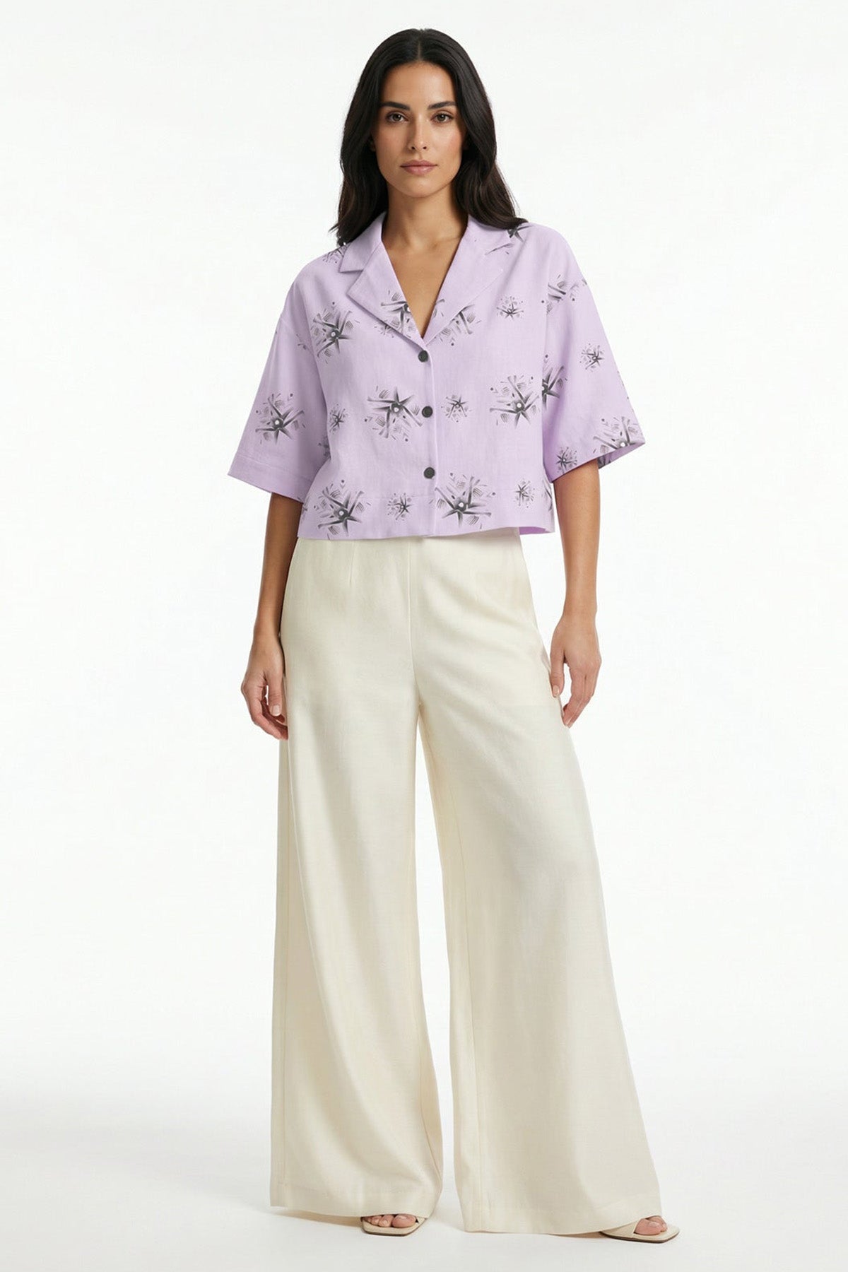 Buy Pink Viscose Blend Crop Shirt for women by Tezhhomayaa online available at scrollnshops