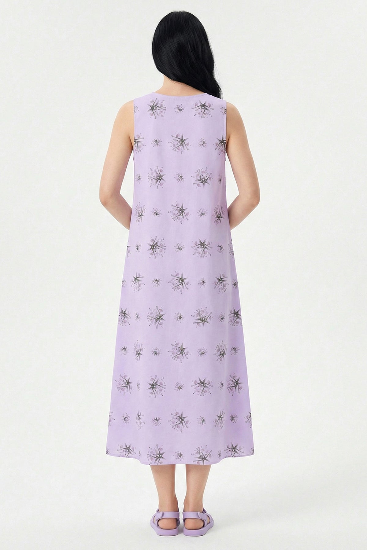 Pink Viscose Fluid Midi Dress