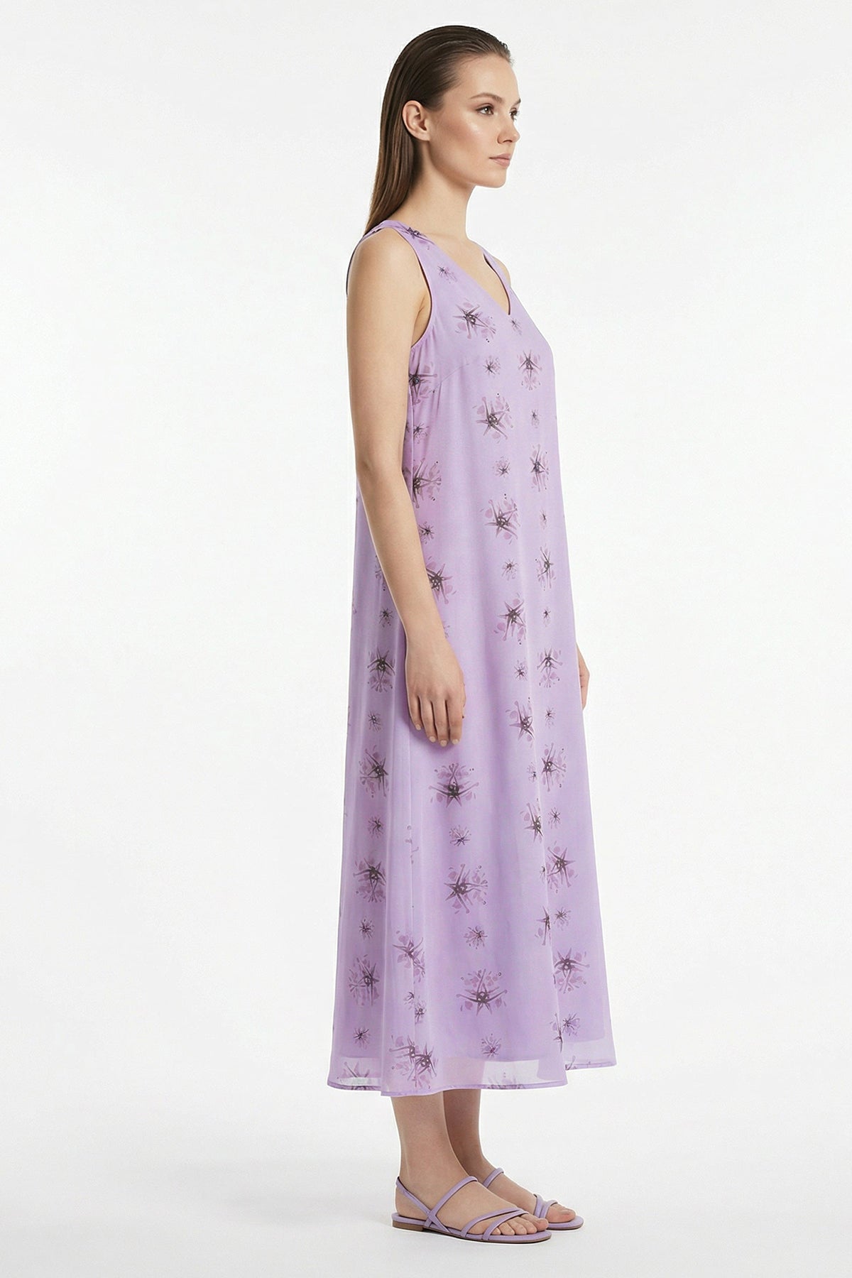 Pink Viscose Fluid Midi Dress