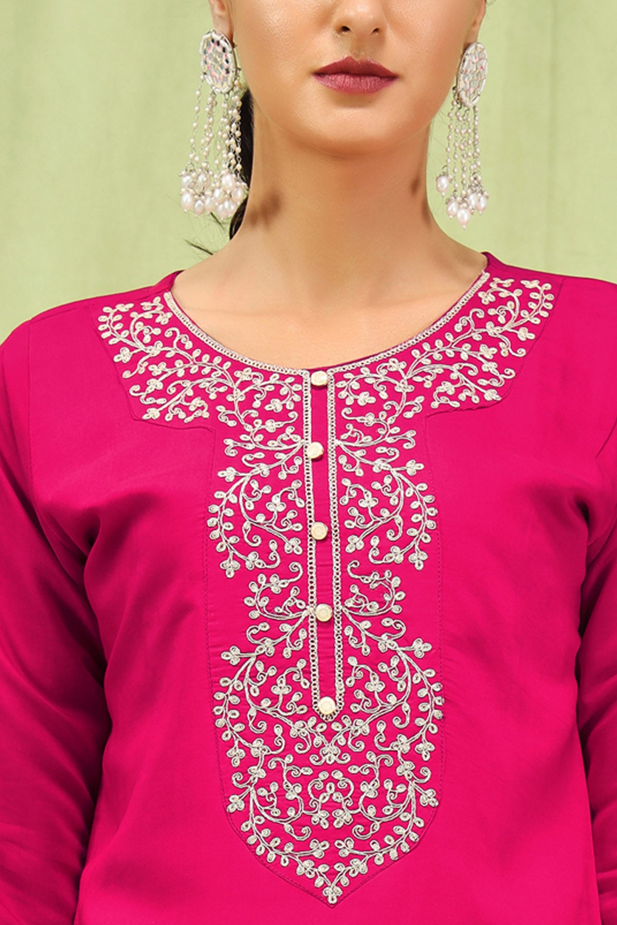 Pink Viscose Roman Kurta Set