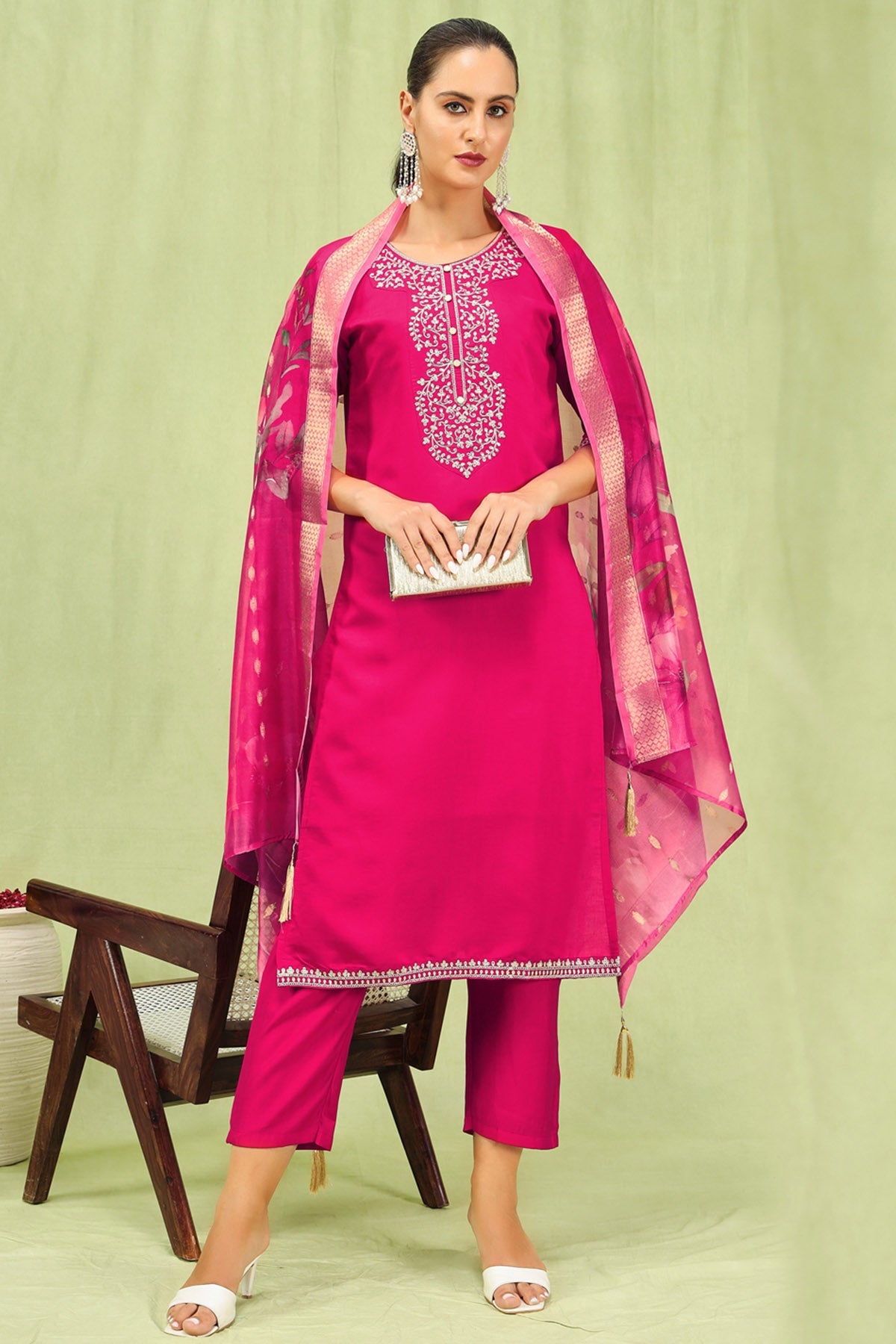 Buy Pink Viscose Roman Kurta Set for women by Aastha Fashion online available at scrollnshops