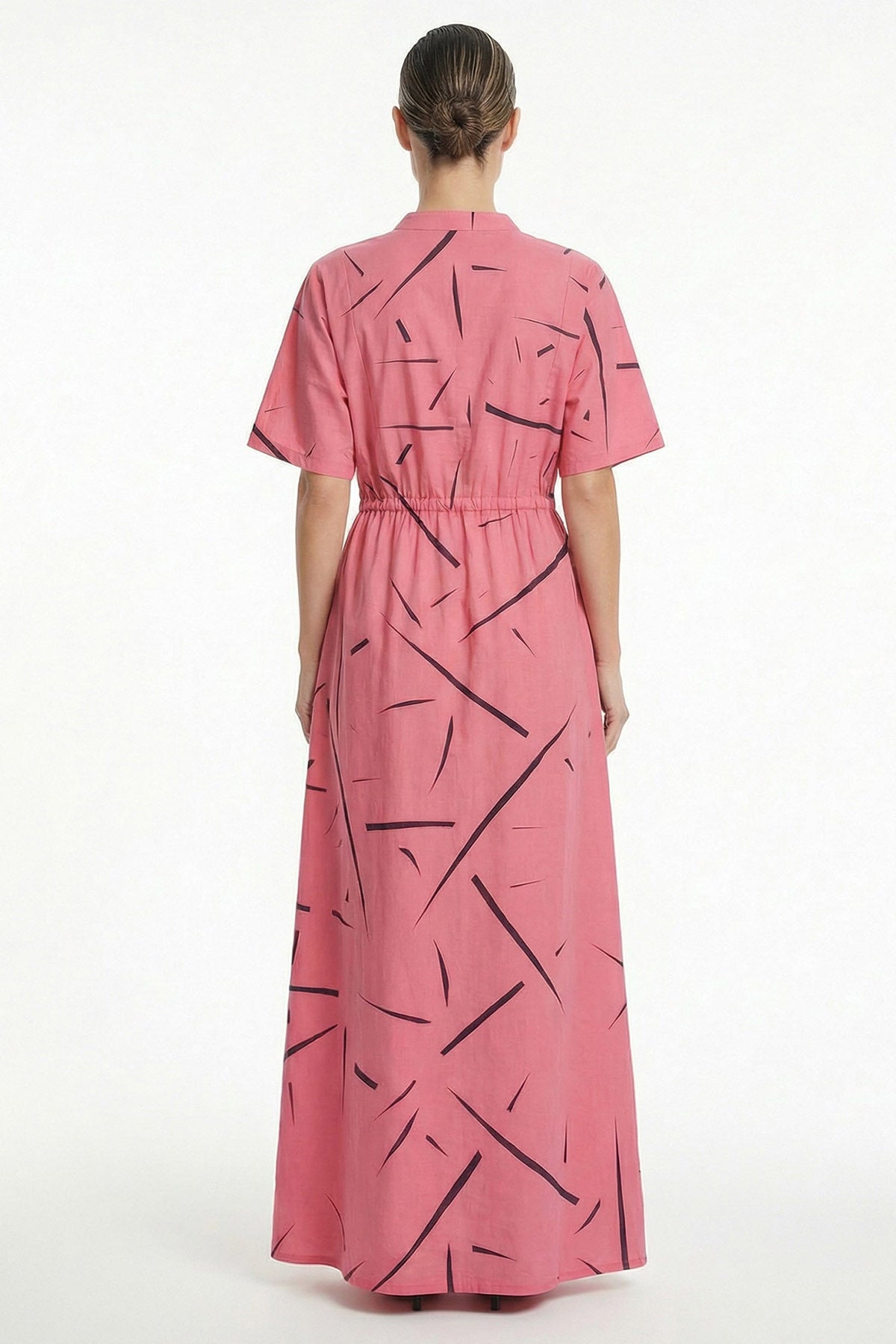 Pink Viscose Waistband Dress
