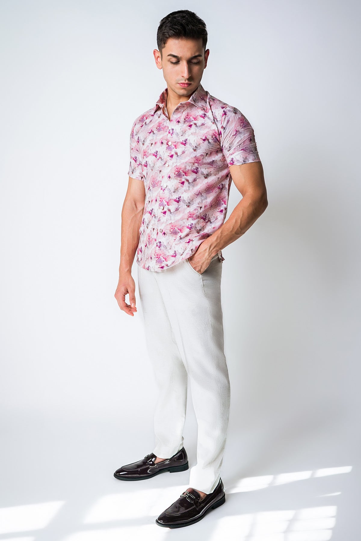 Pink Water Color Floral Shirt