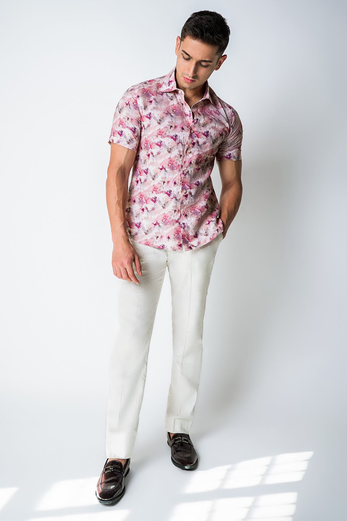 Pink Water Color Floral Shirt