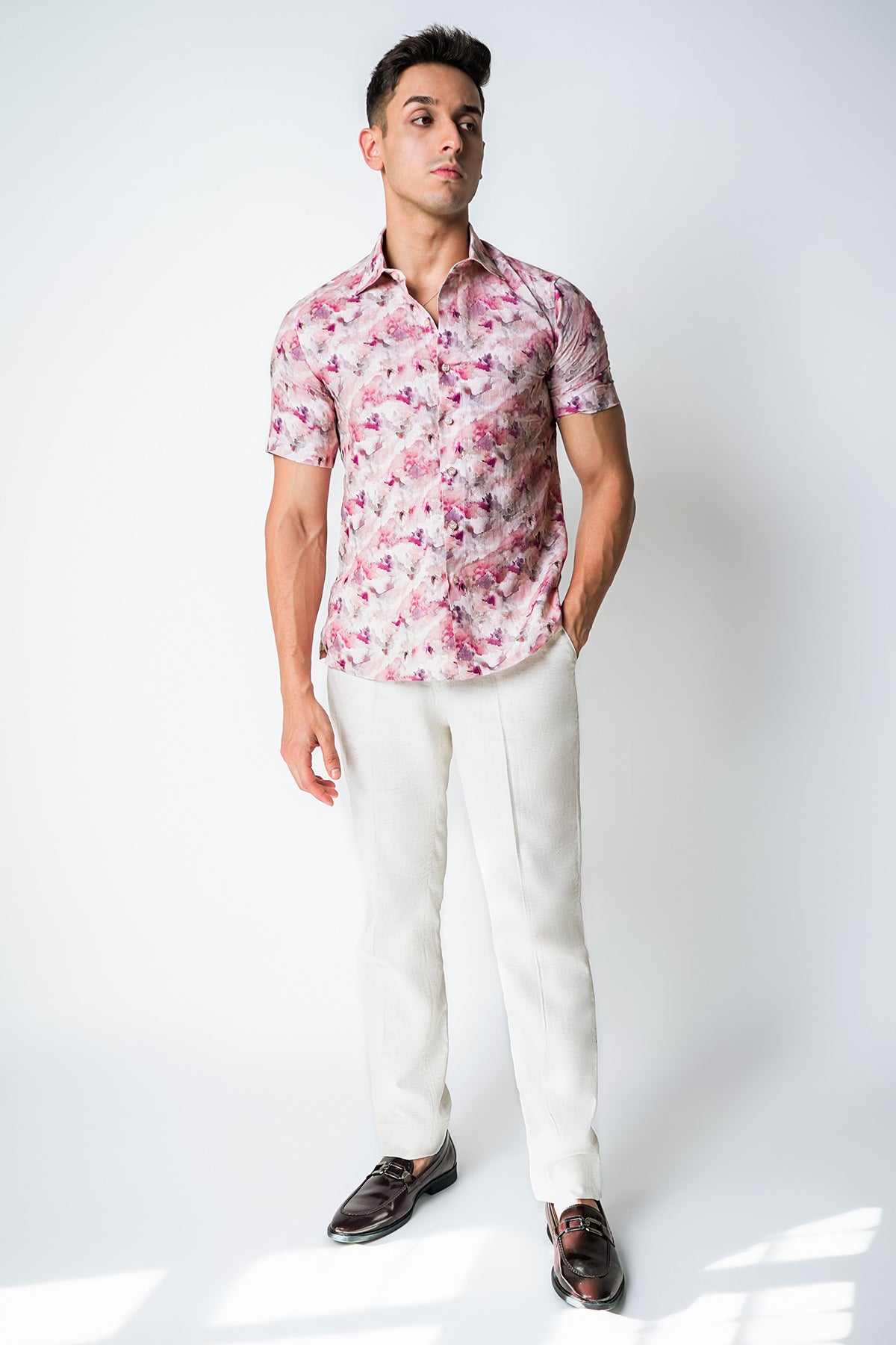 Pink Water Color Floral Shirt