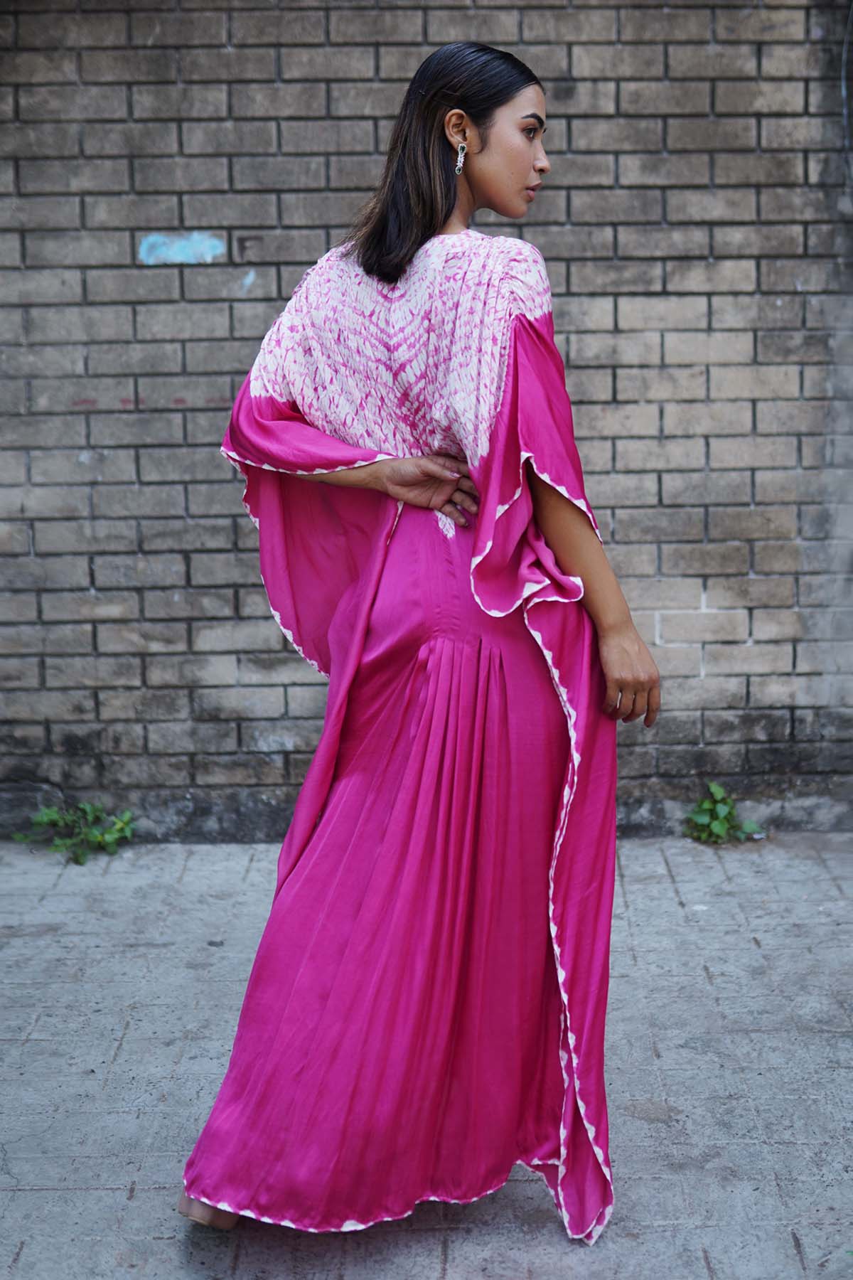 Pink & White Shibori Dye Kaftan