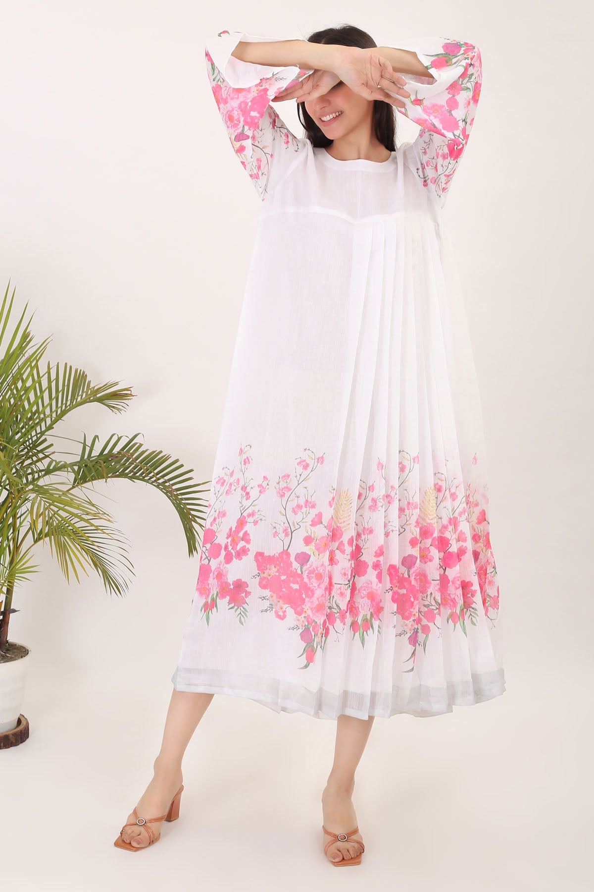 Buy Simply Kitsch Pink, White Dress for Women online available at ScrollnShops