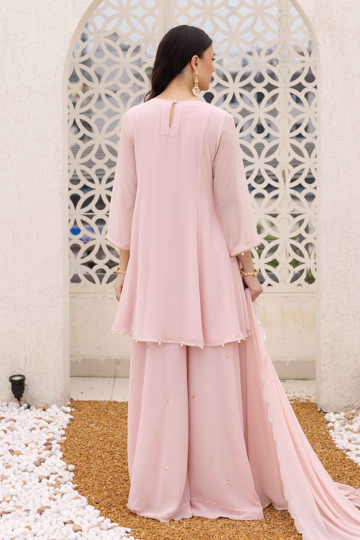 Pink Yoke Embroidered Kurta Set