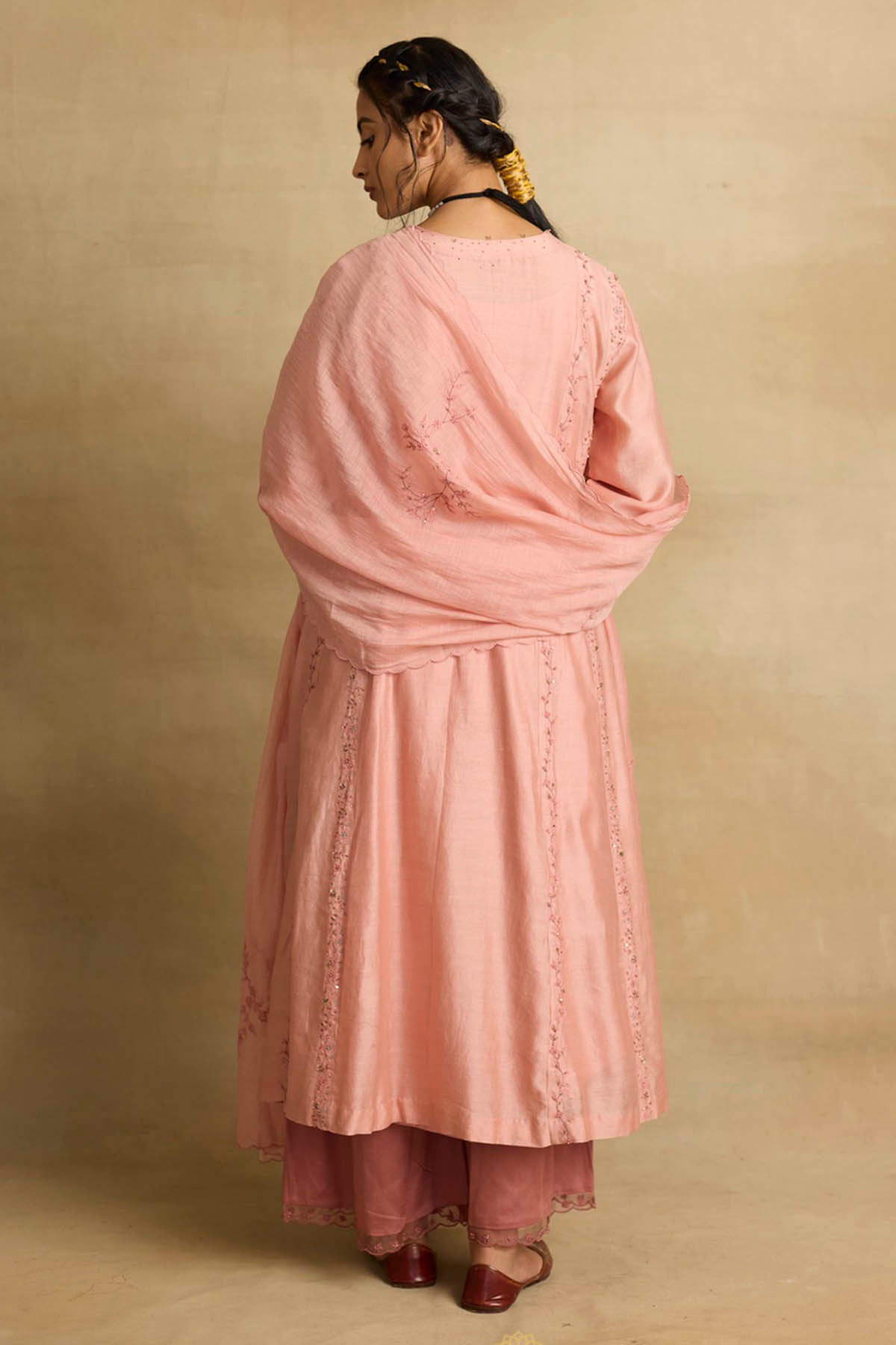 Pink Zardozi A-Line Kurta Set