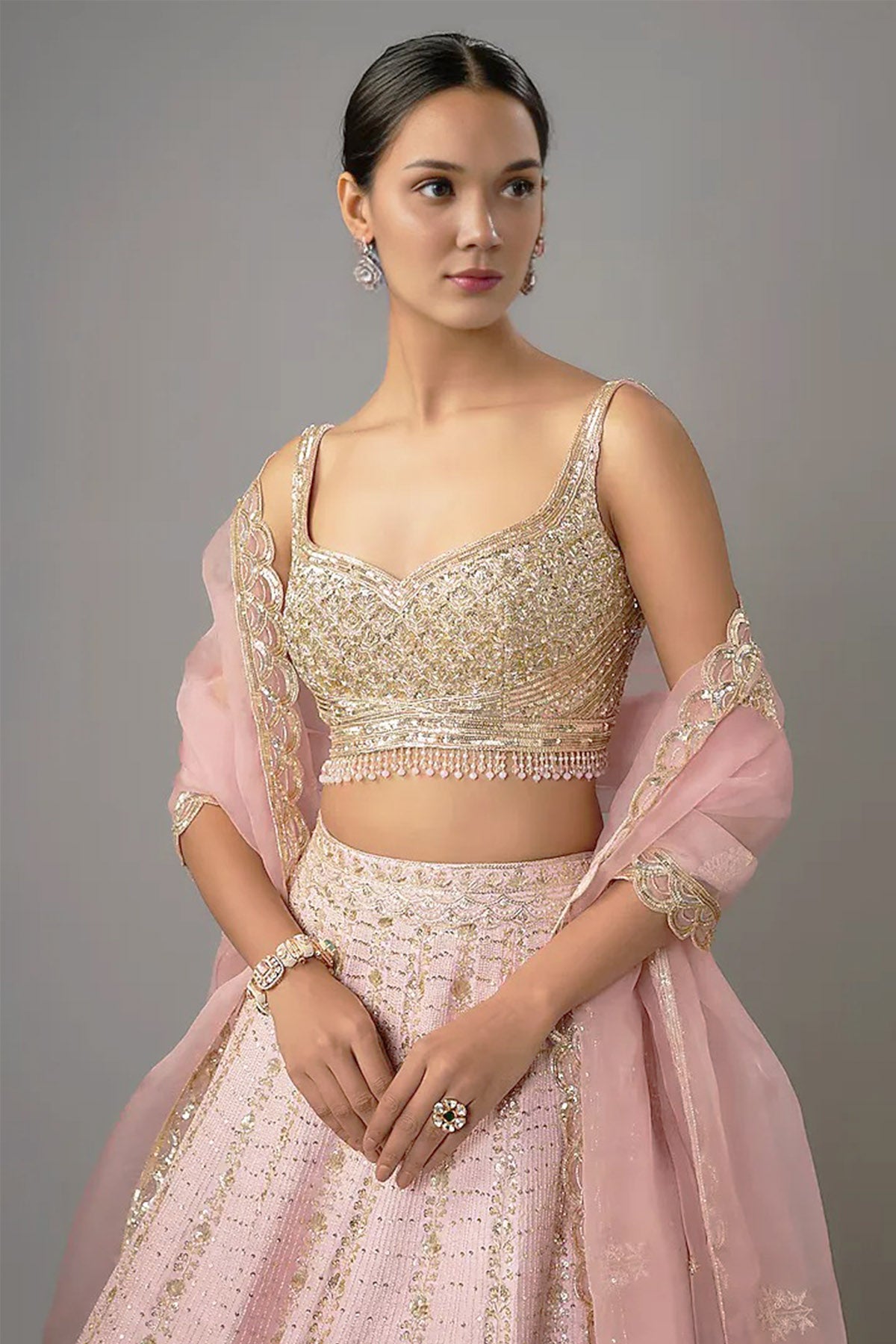 Pink Zardozi Sequins Lehenga Set
