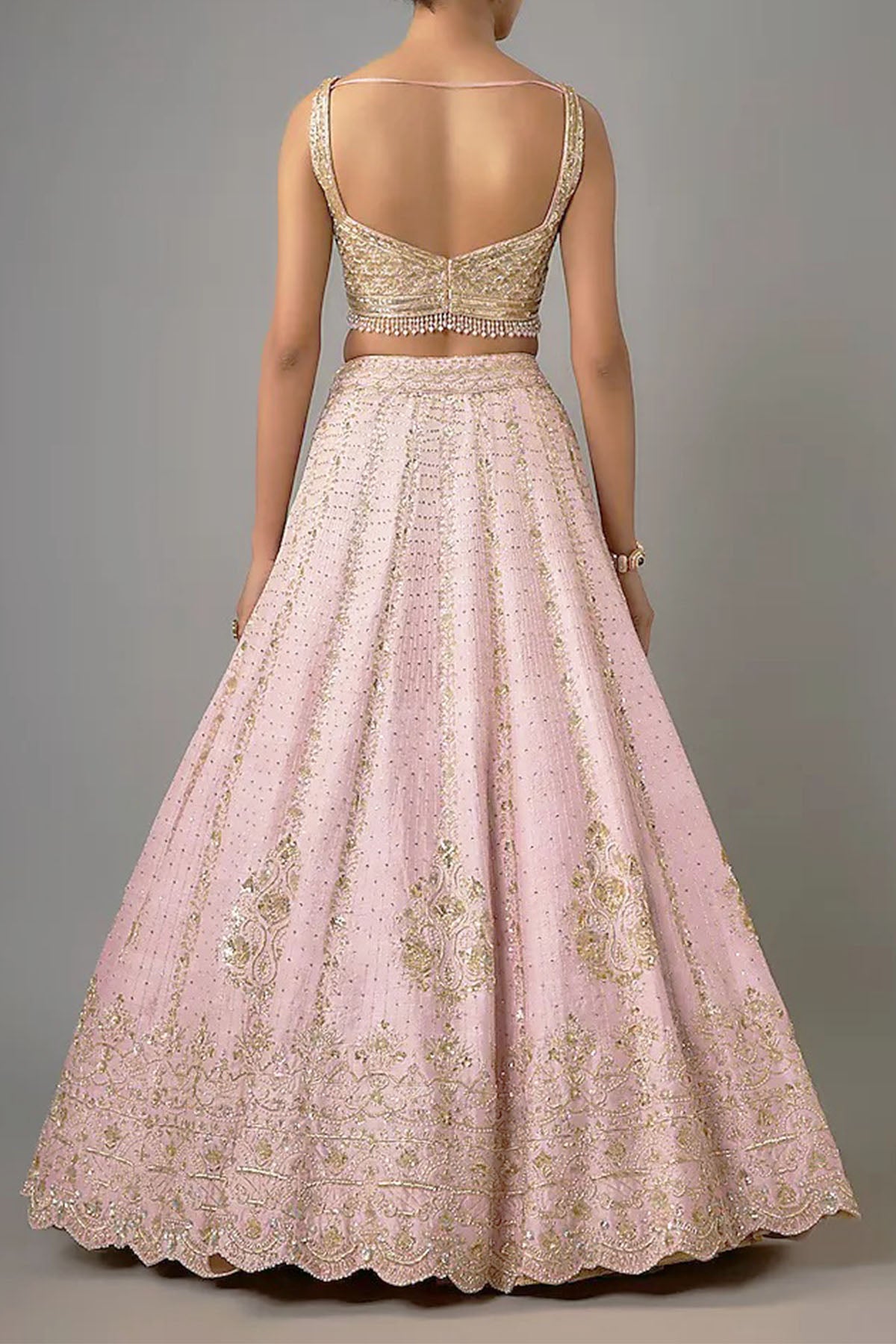 Pink Zardozi Sequins Lehenga Set