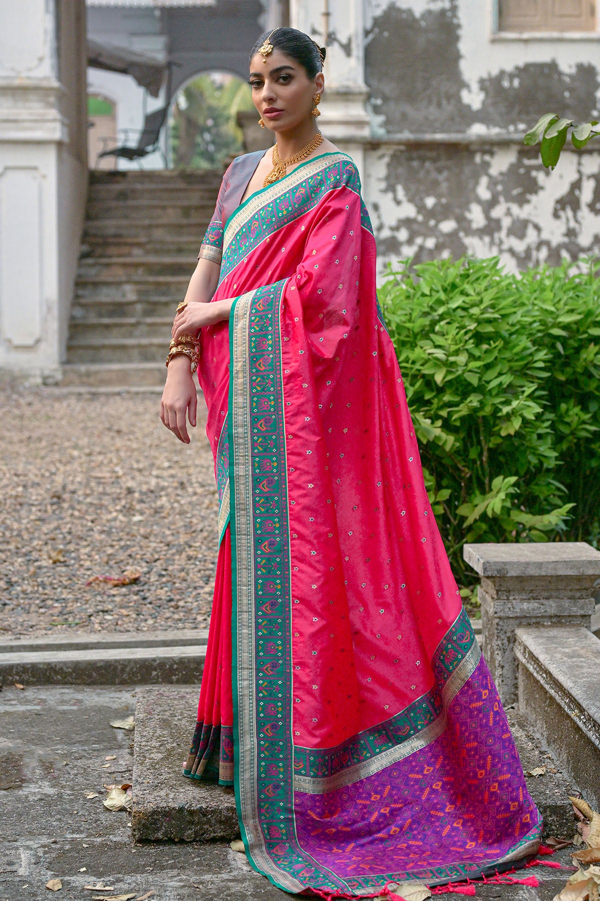 Pink Zari Banarasi Silk Saree