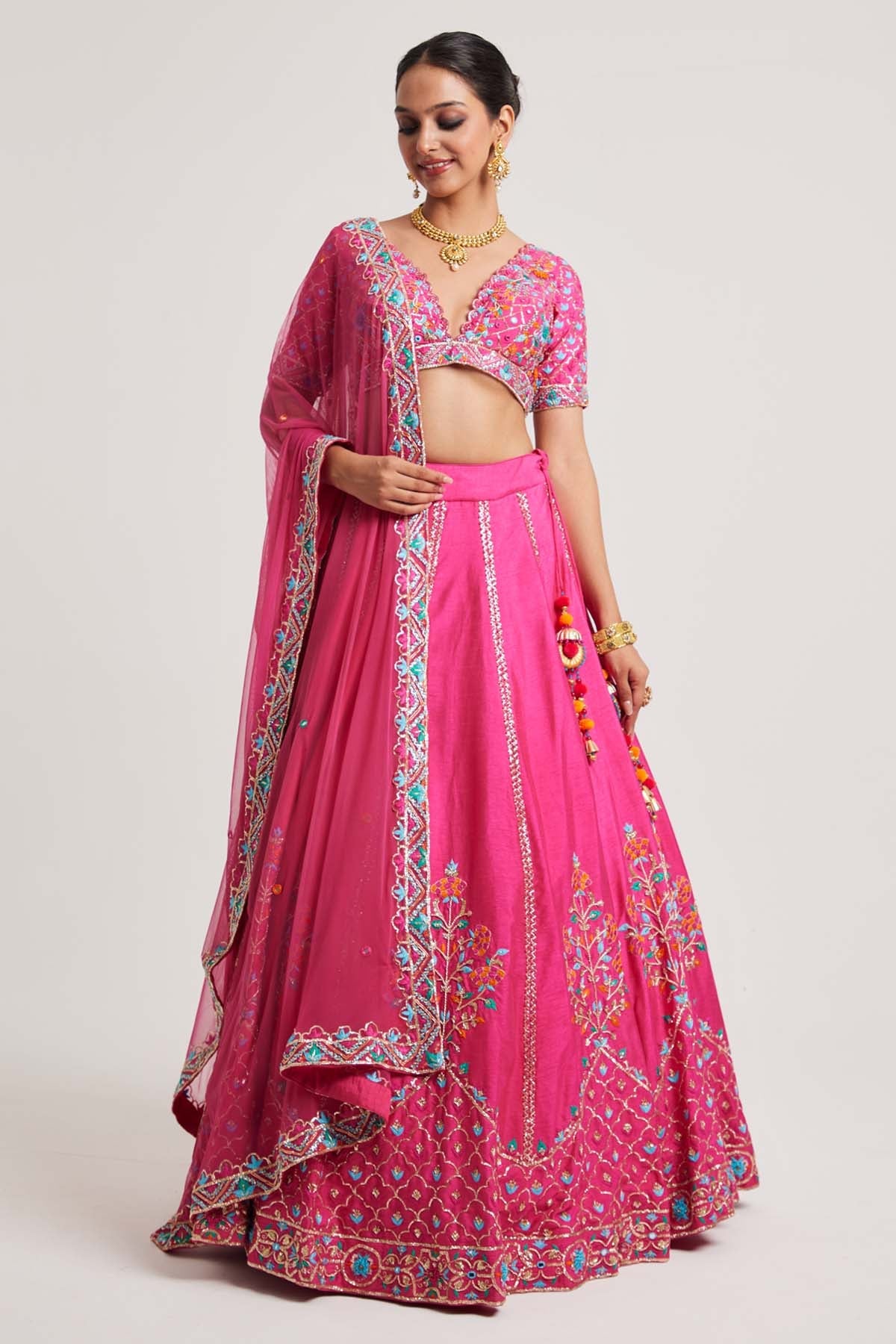 Muditaa By Urmila Pink Zari Handwork Lehenga Set for women online at ScrollnShops