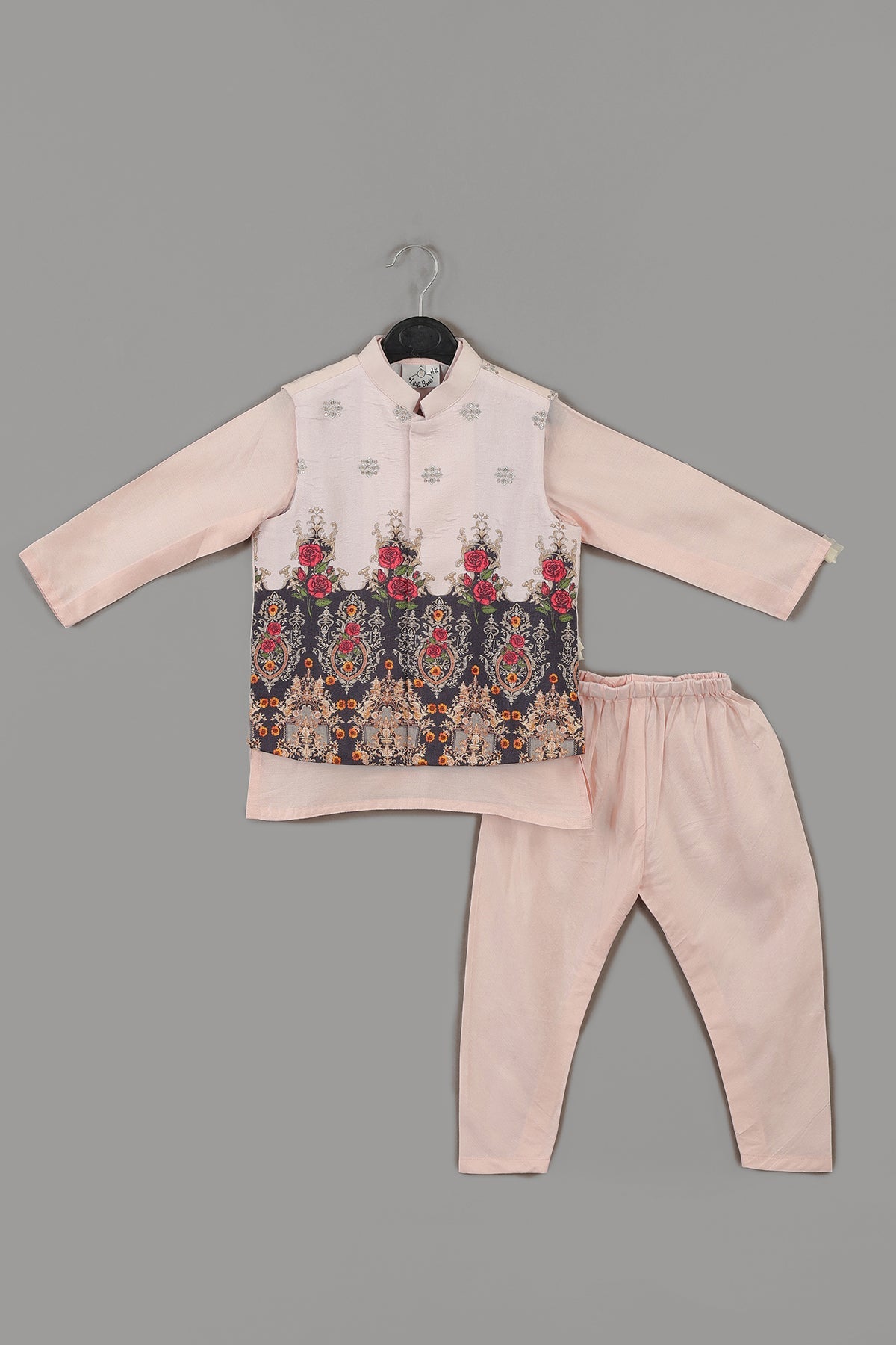 Buy Pink Zari Work Bandhgala Set by Little Brats for Boys online at ScrollnShops