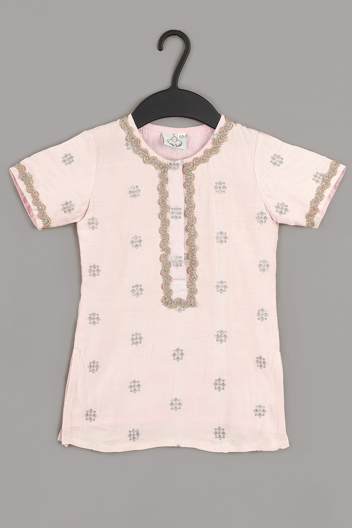 Pink Zari Work Print Sharara Set