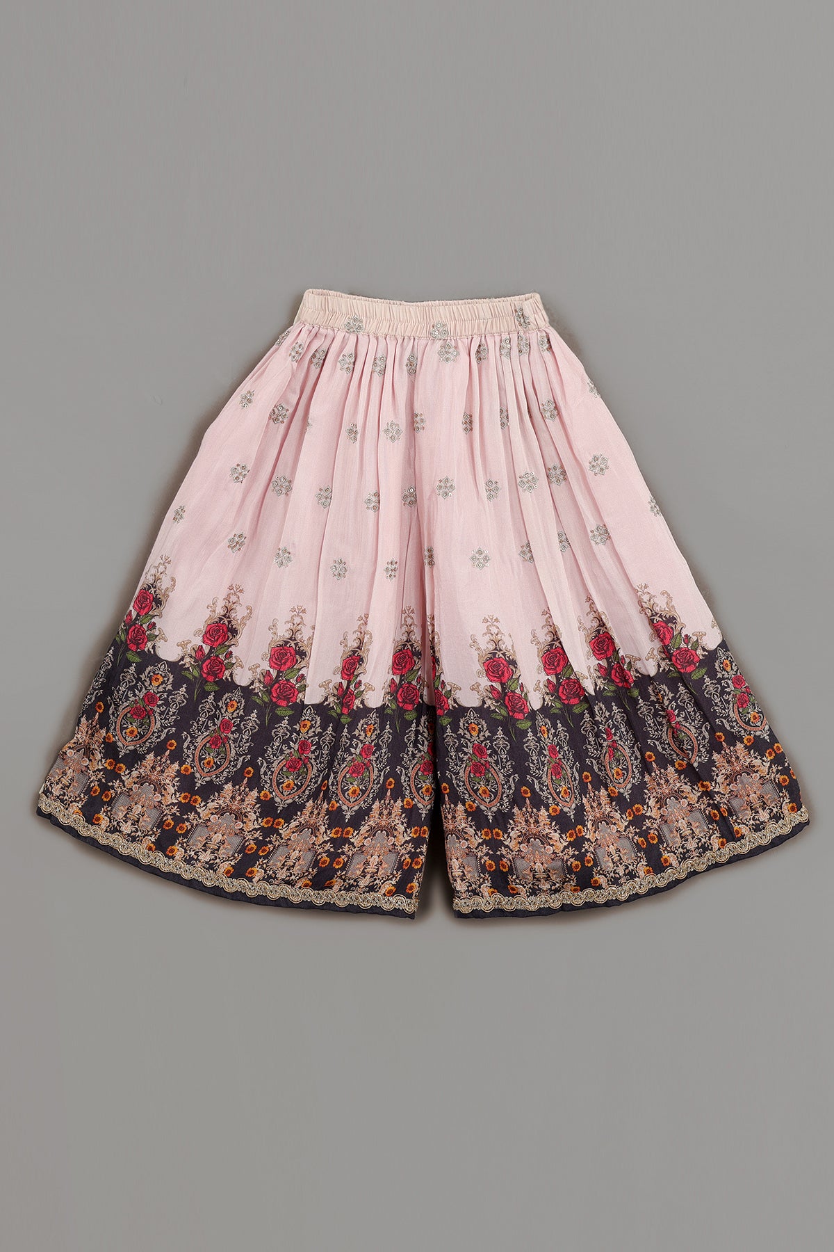 Pink Zari Work Print Sharara Set