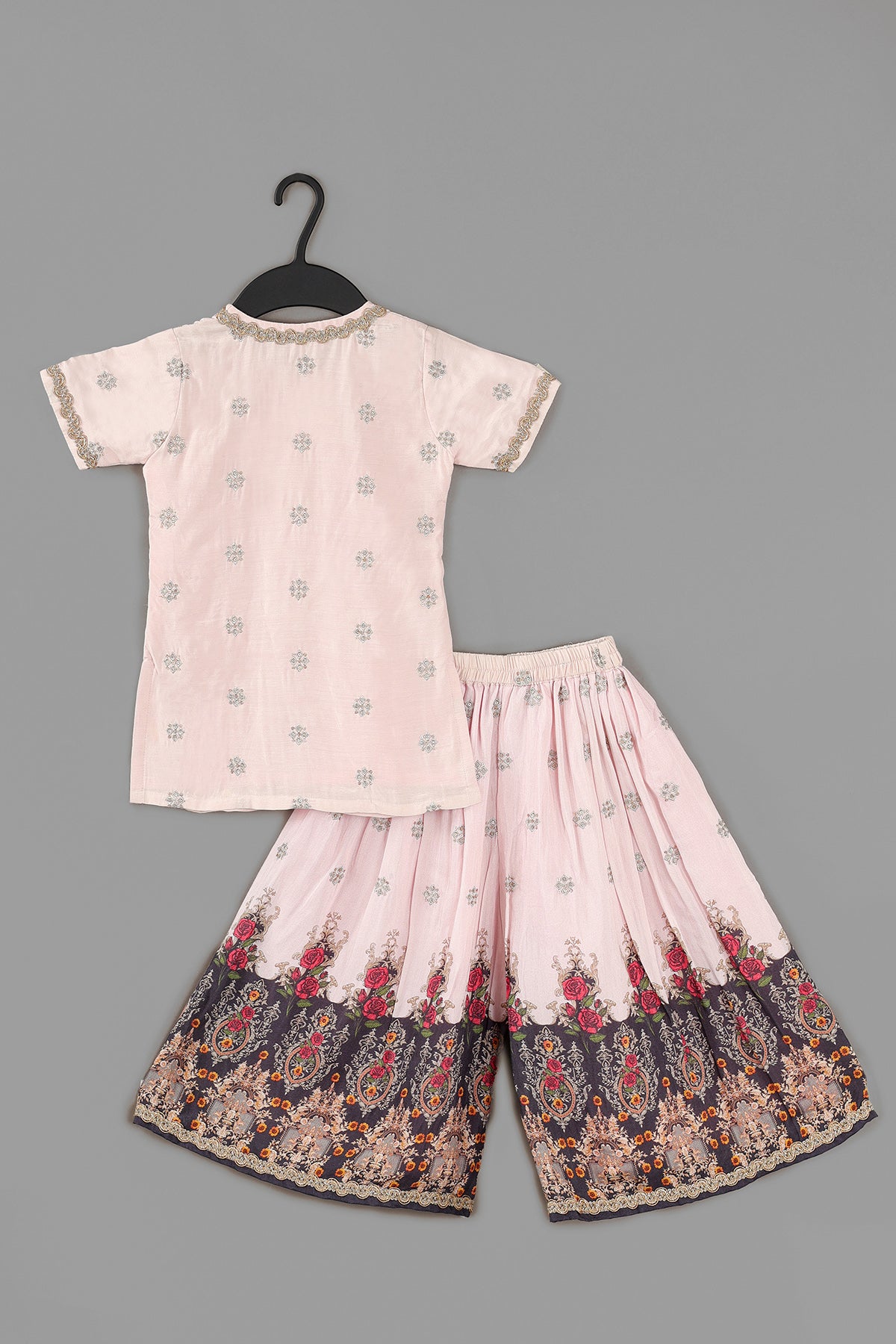 Pink Zari Work Print Sharara Set