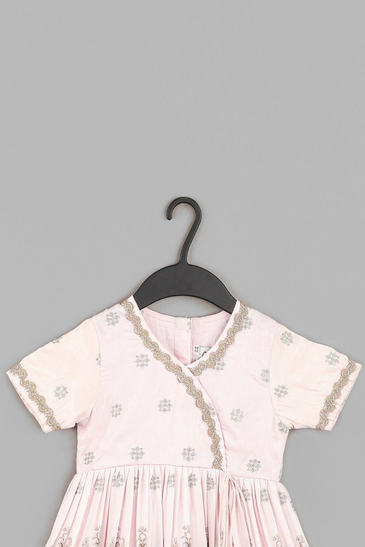 Pink Zari Work Printed Dress