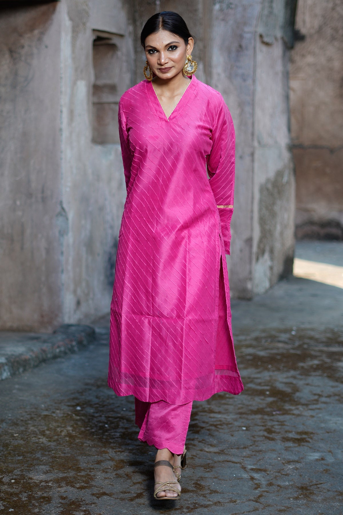 Buy Pink Zari Woven Kurta & Pants for women by Charu Bhaskar online available at scrollnshops