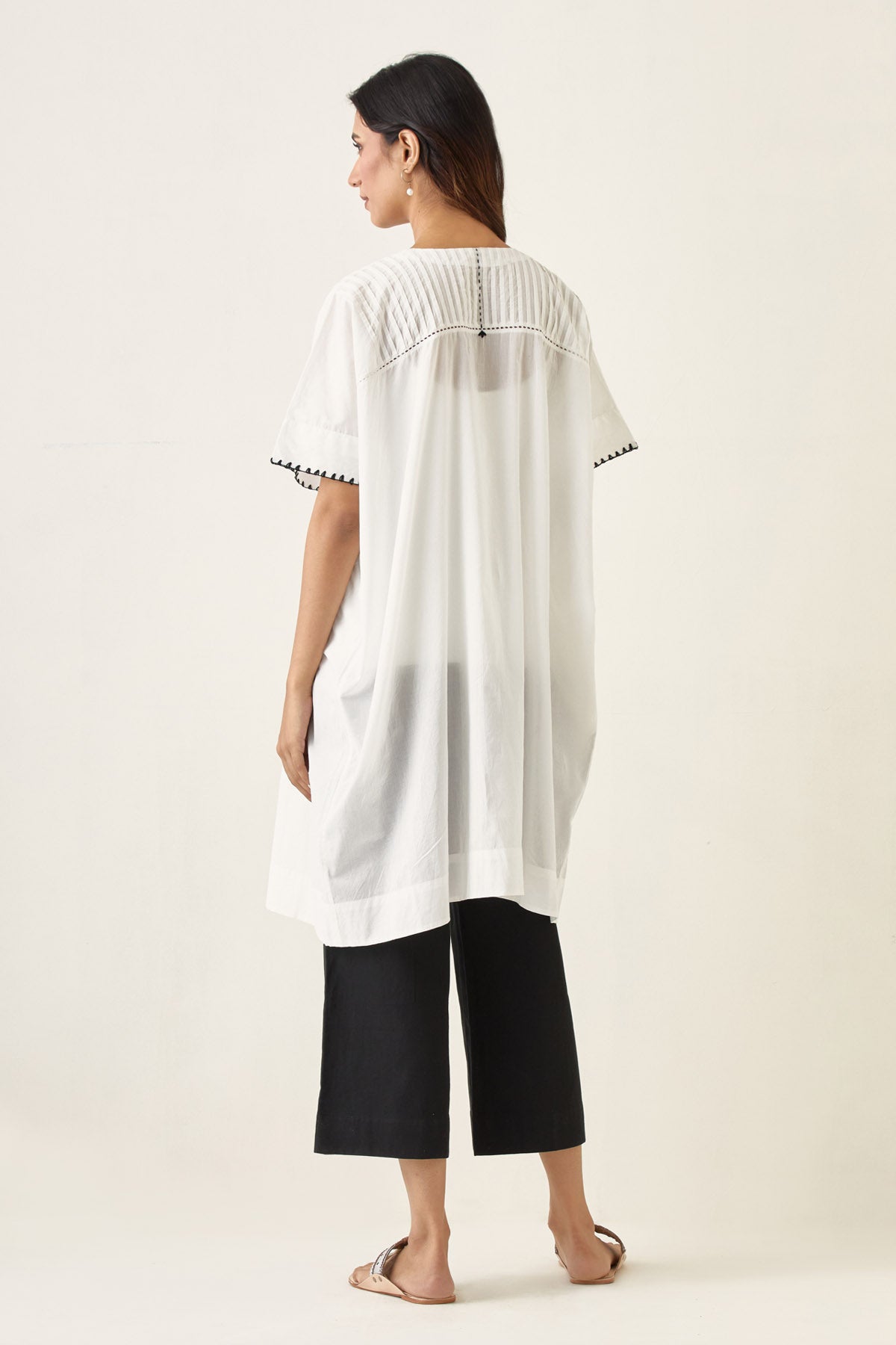 Pintuck Embroidered Kaftan Set