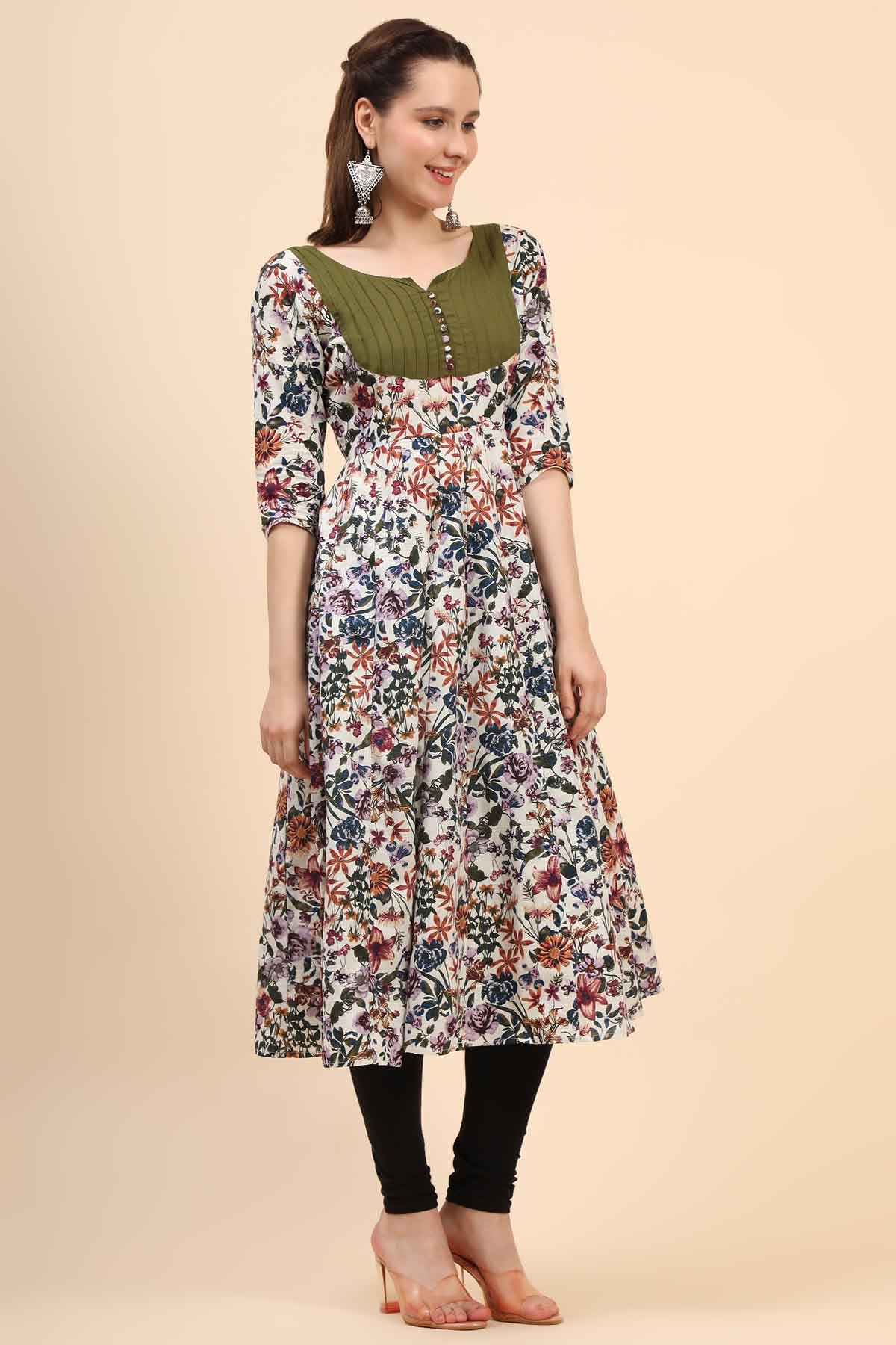 Pintuck Floral Kurta