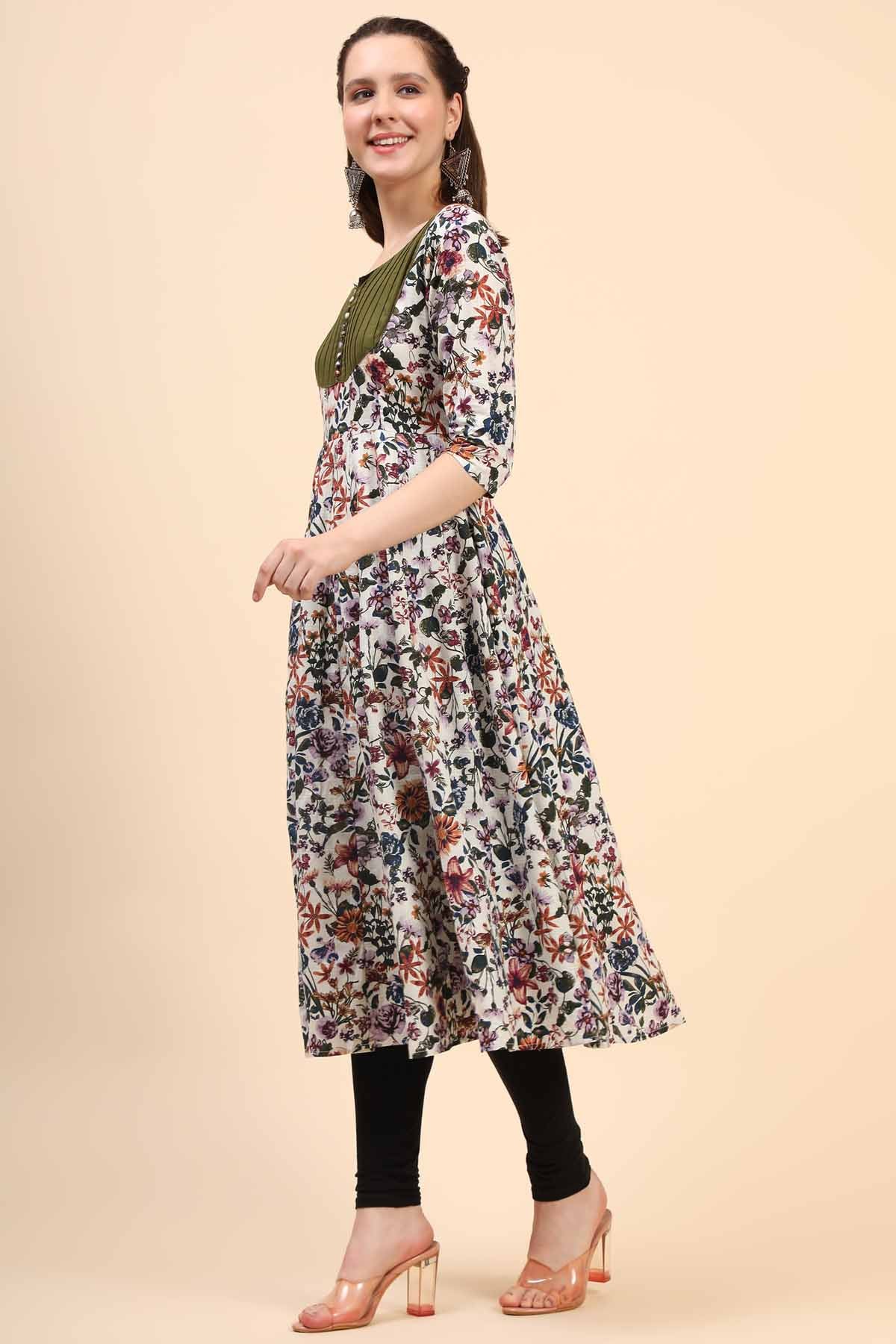 Pintuck Floral Kurta