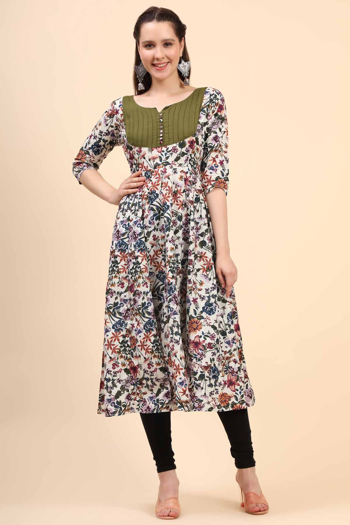 Pintuck Floral Kurta