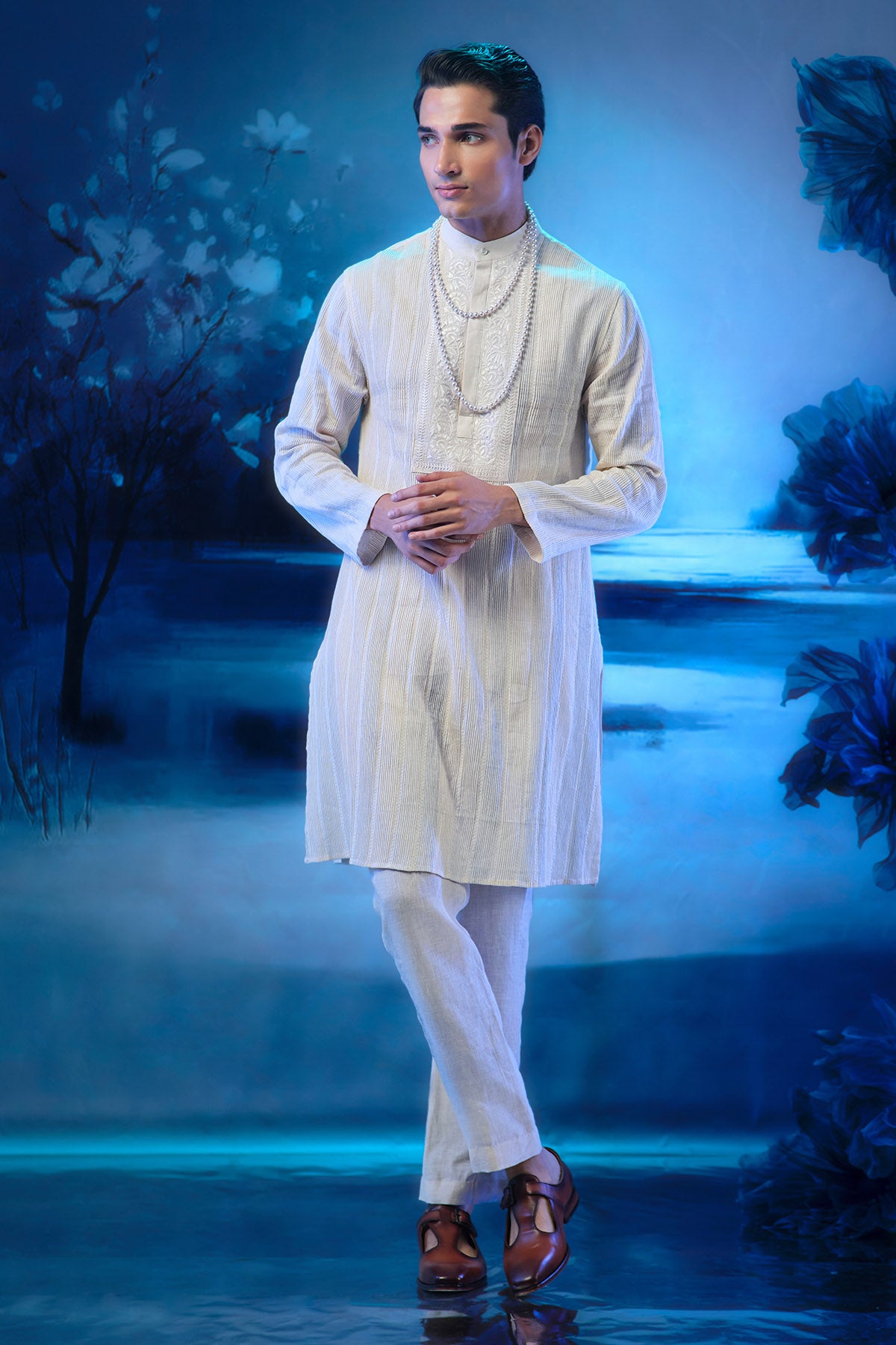 Pintuck Ivory Kurta & Pants