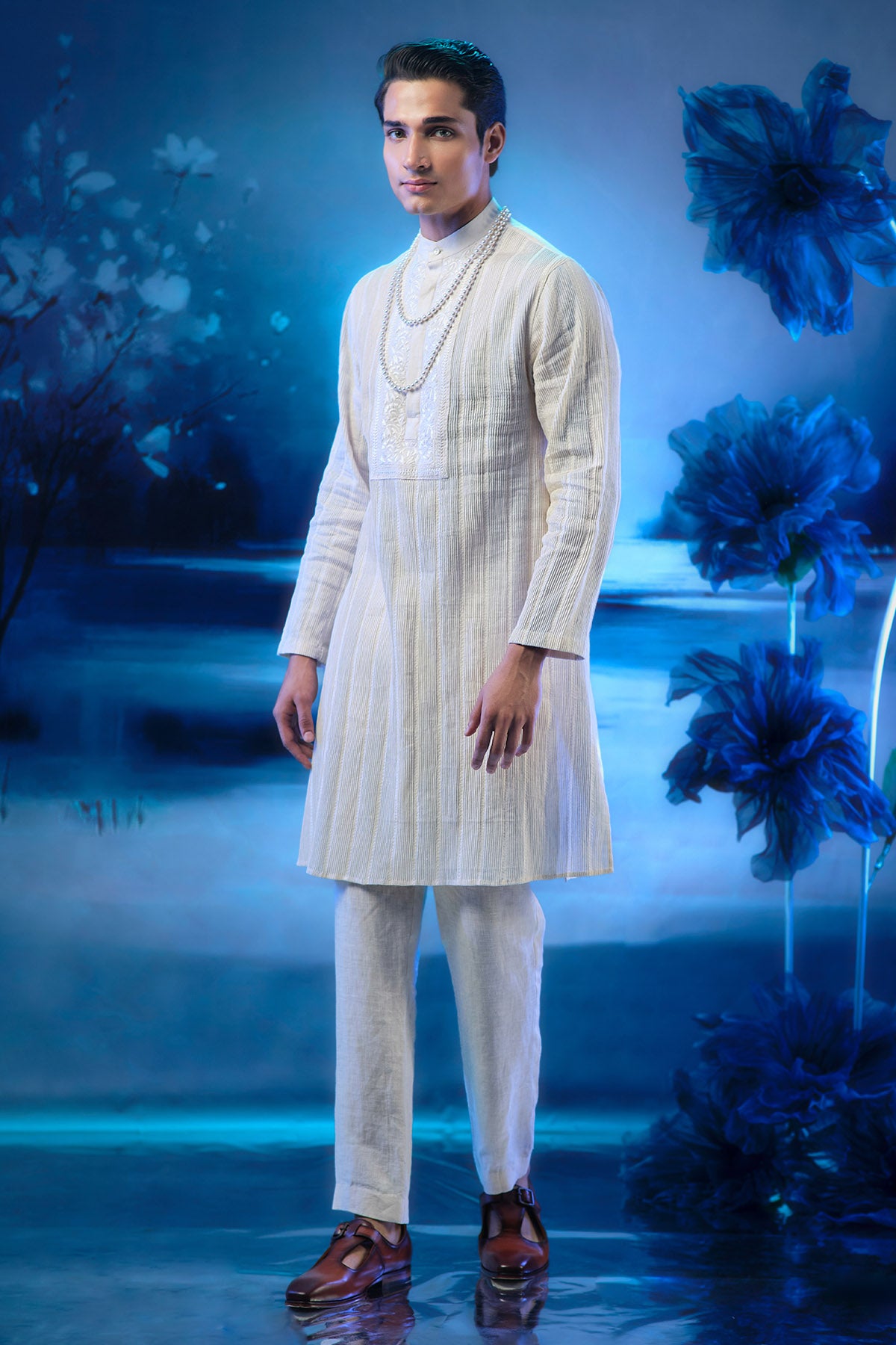 Pintuck Ivory Kurta & Pants