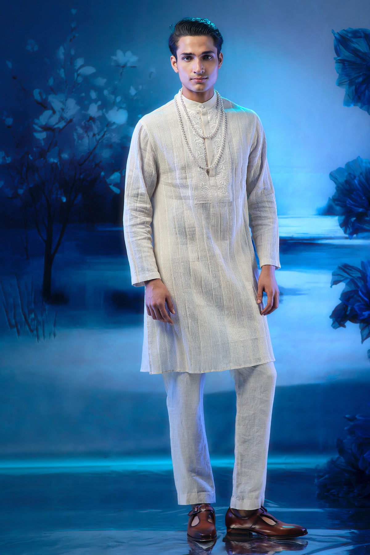 Pintuck Ivory Kurta & Pants