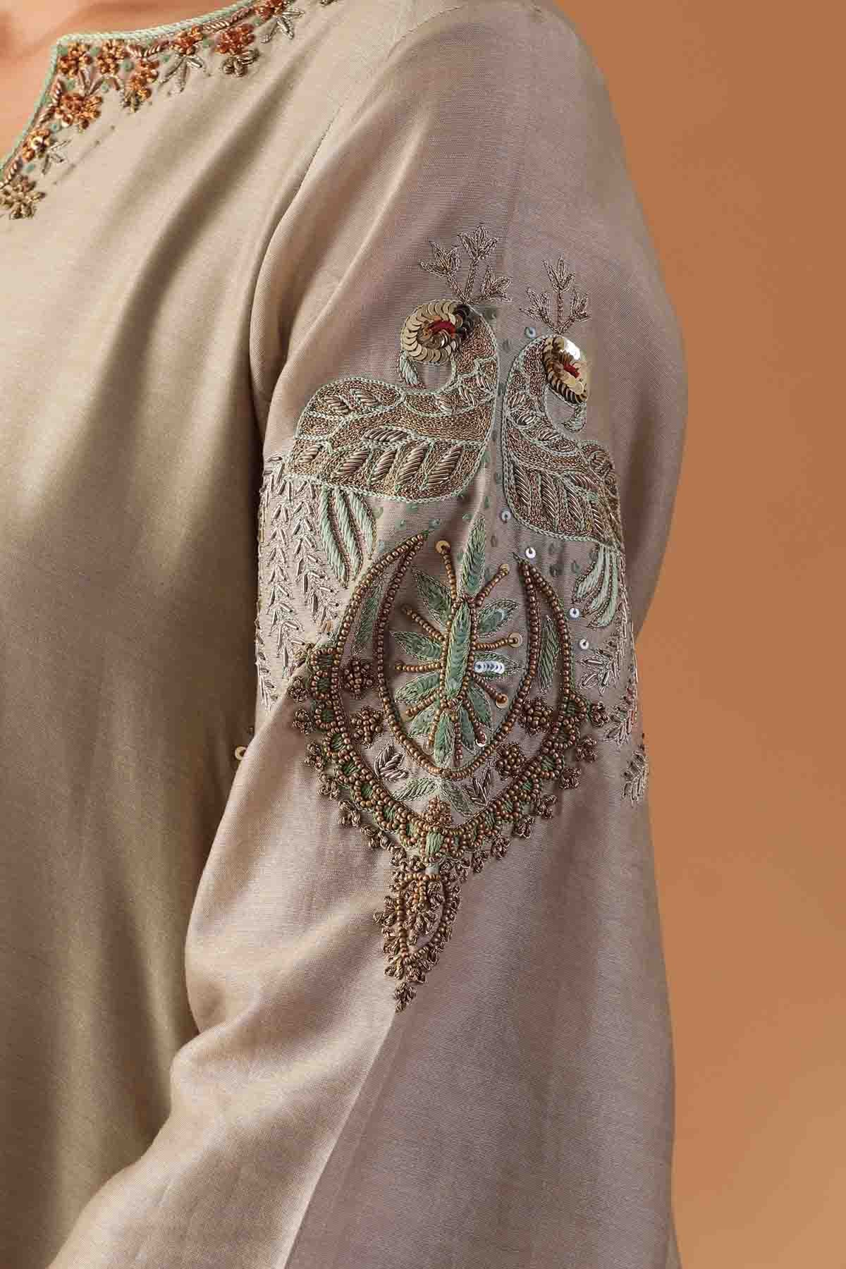 Pista Green Zari Work Kurta Set