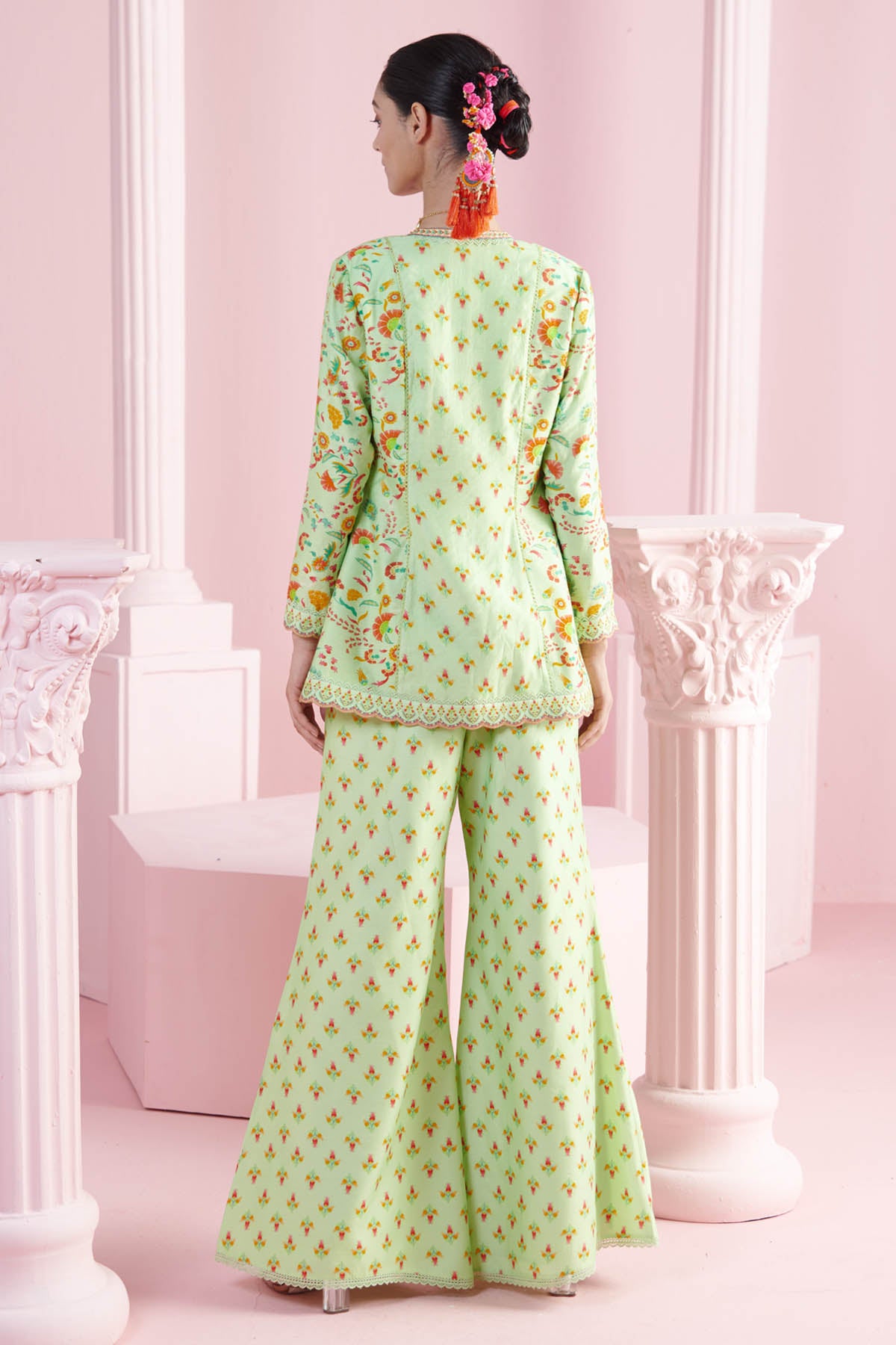 Pista Chanderi Indo-Western Set