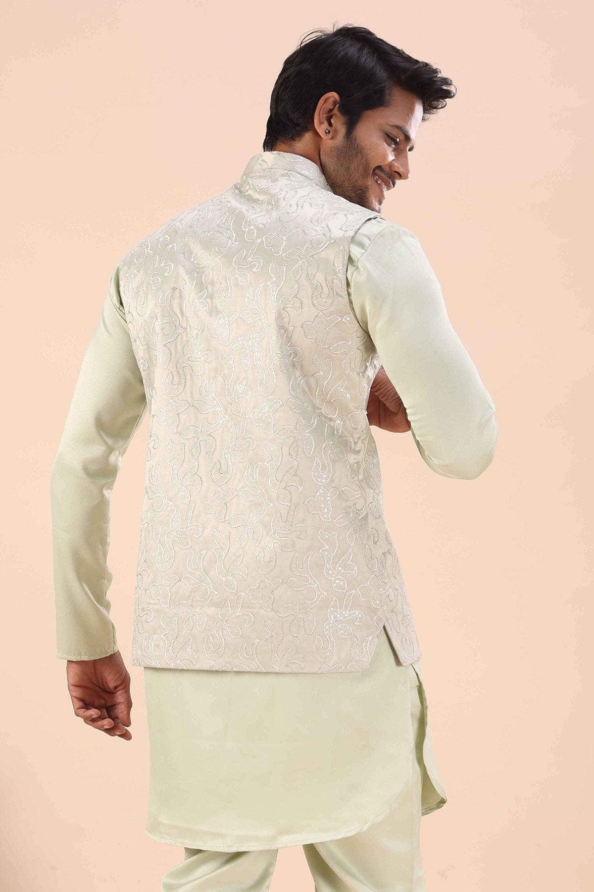 Pista Cotton Embroidered Bundi