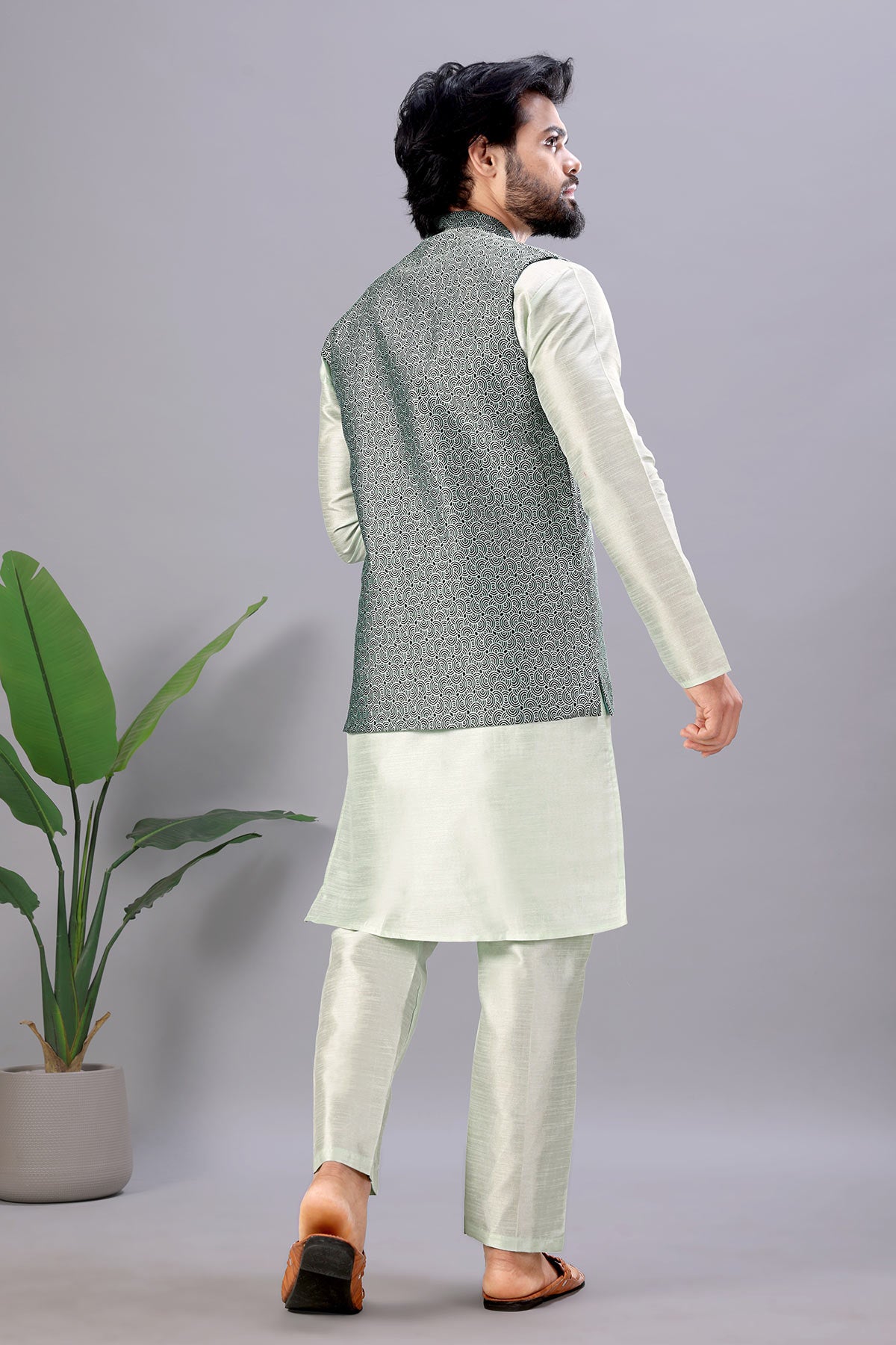 Pista Green Cotton Bundi Jacket