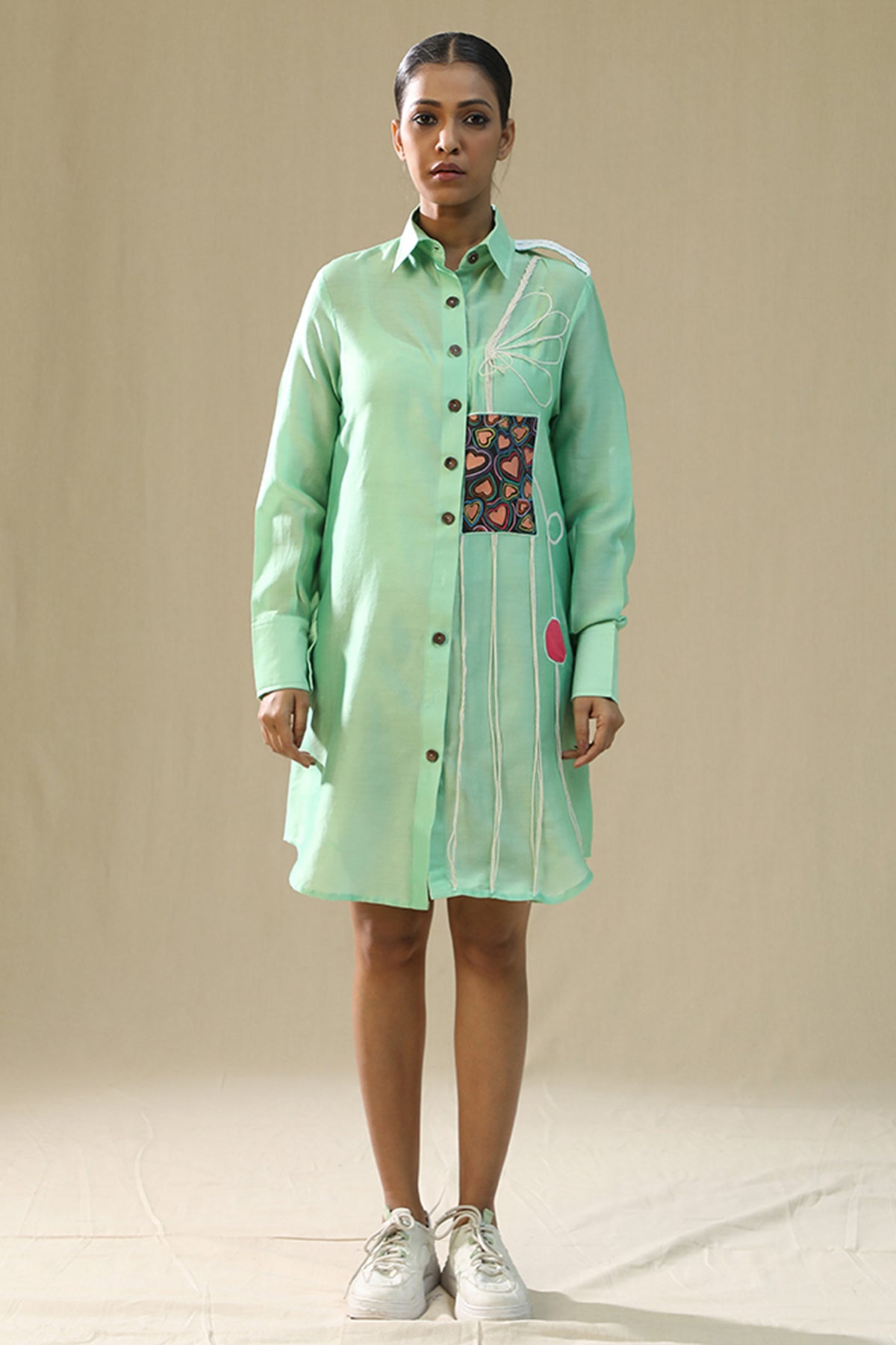 Buy Pista Green Handpainted Dress by Arpita Sulakshana for women online at ScrollnShops