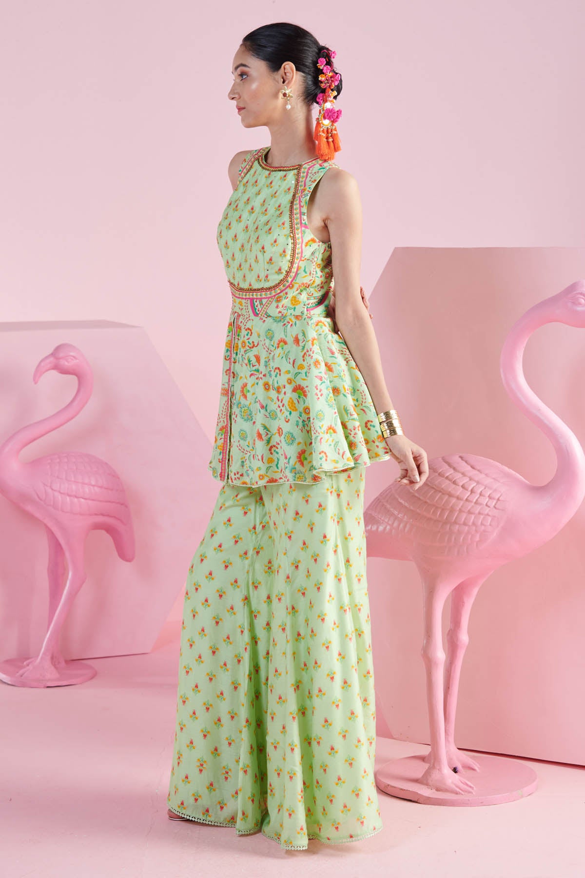 Buy Pista Green Indo-Western Set for Women By Mandira Wirk Online Green / 5XL Buy Pista Green Indo-Western Set for Women By Mandira Wirk Online Green / 5XL